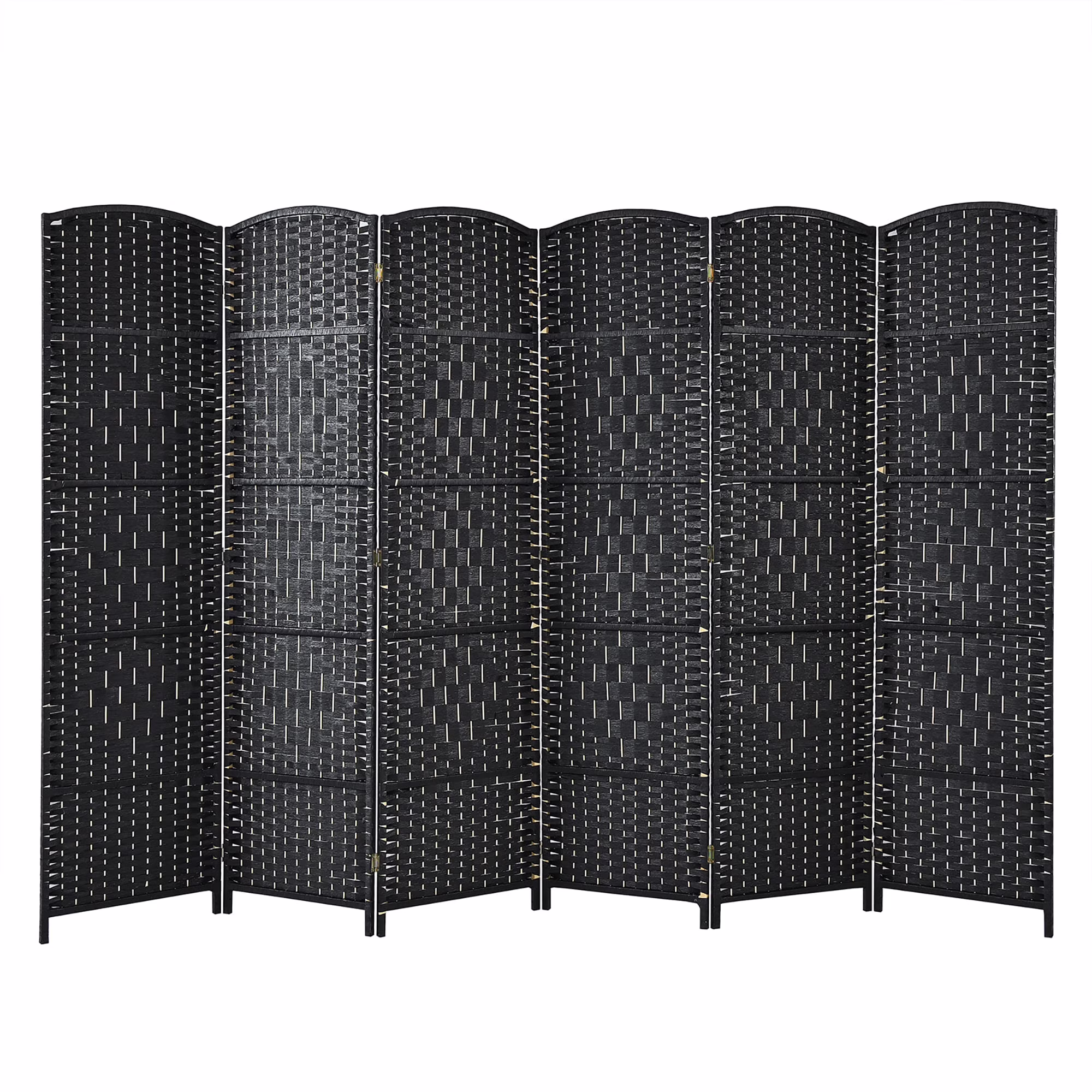 Costway 6-Panel Room Divider 6Ft Weave Fiber Folding Privacy Screen Brown