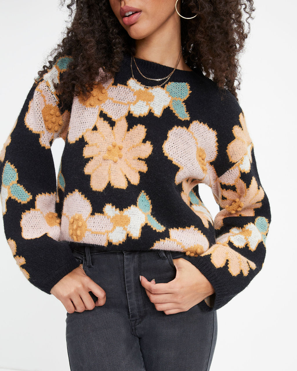 Arlow Floral Knit Pullover Sweater - Se7enfashion
