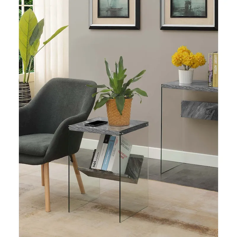 SoHo Glass End Table with Shelf by Convenience Concepts