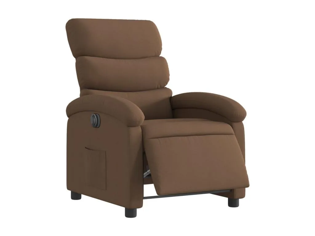 Sillón reclinable eléctrico de tela marrón