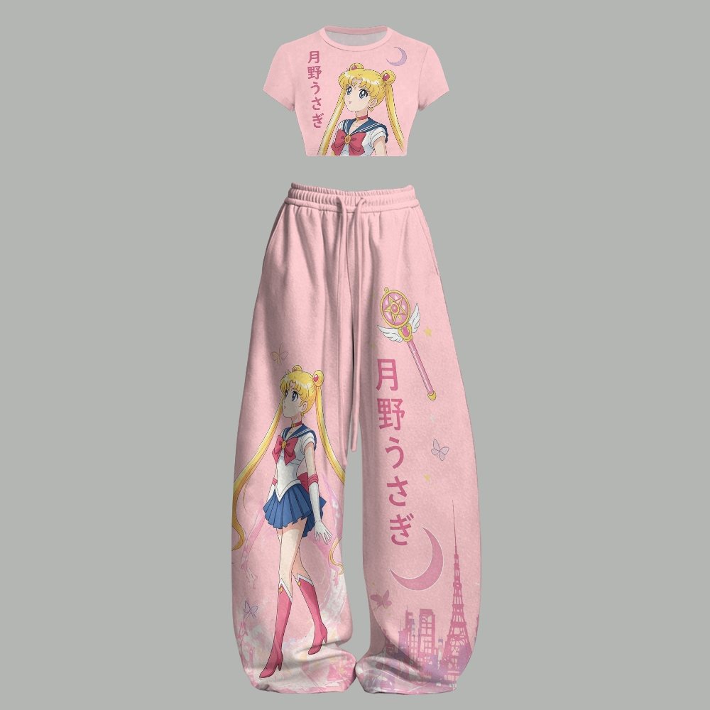 Sailor Moon Women T-Shirt  & Elasticated Trousers Two-Piece Set