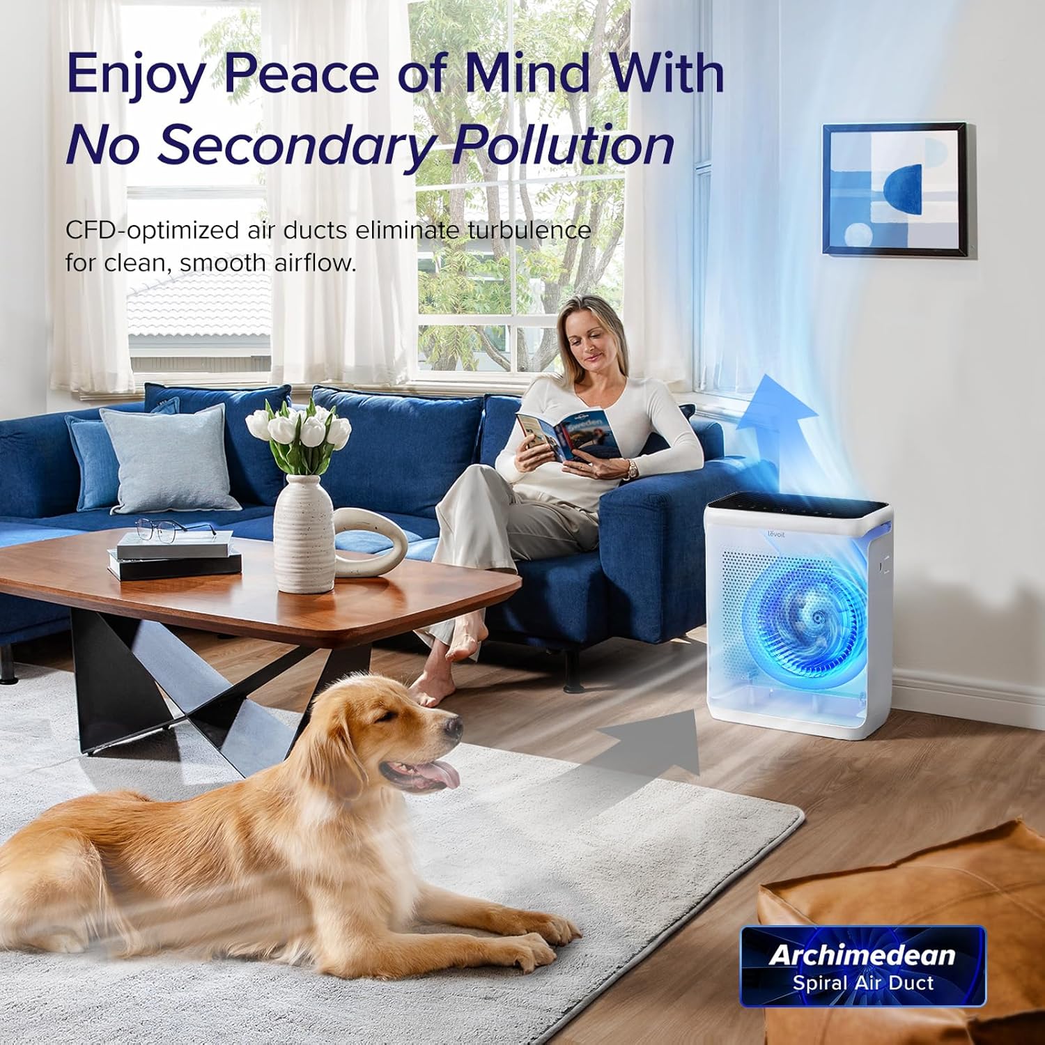 Air Purifiers for Home Large Room Up to 1800 Ft² in 1 Hr with Washable Pre-Filter, Air Quality Monitor, Smart WiFi, HEPA Sleep Mode for Allergies, Pet Hair in Bedroom, Vital 200S-P, White