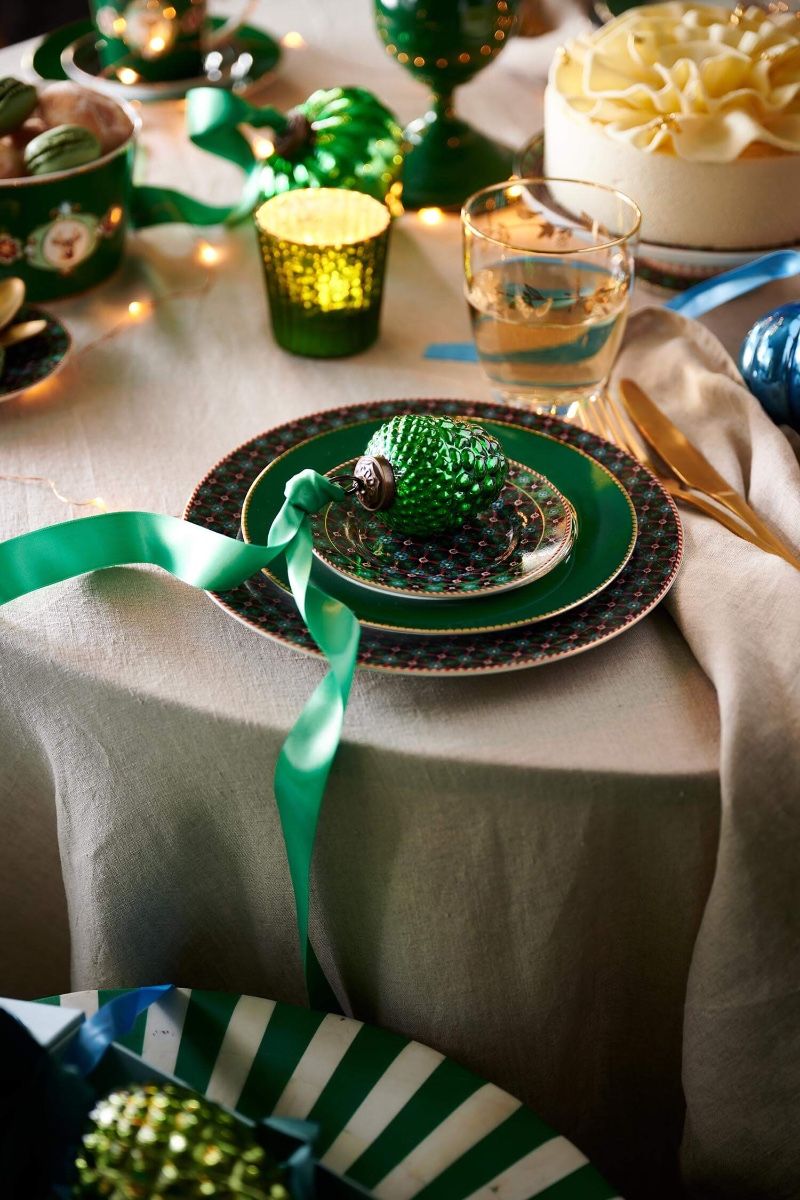 Ornament Glass Pine Cone Green 7.5cm