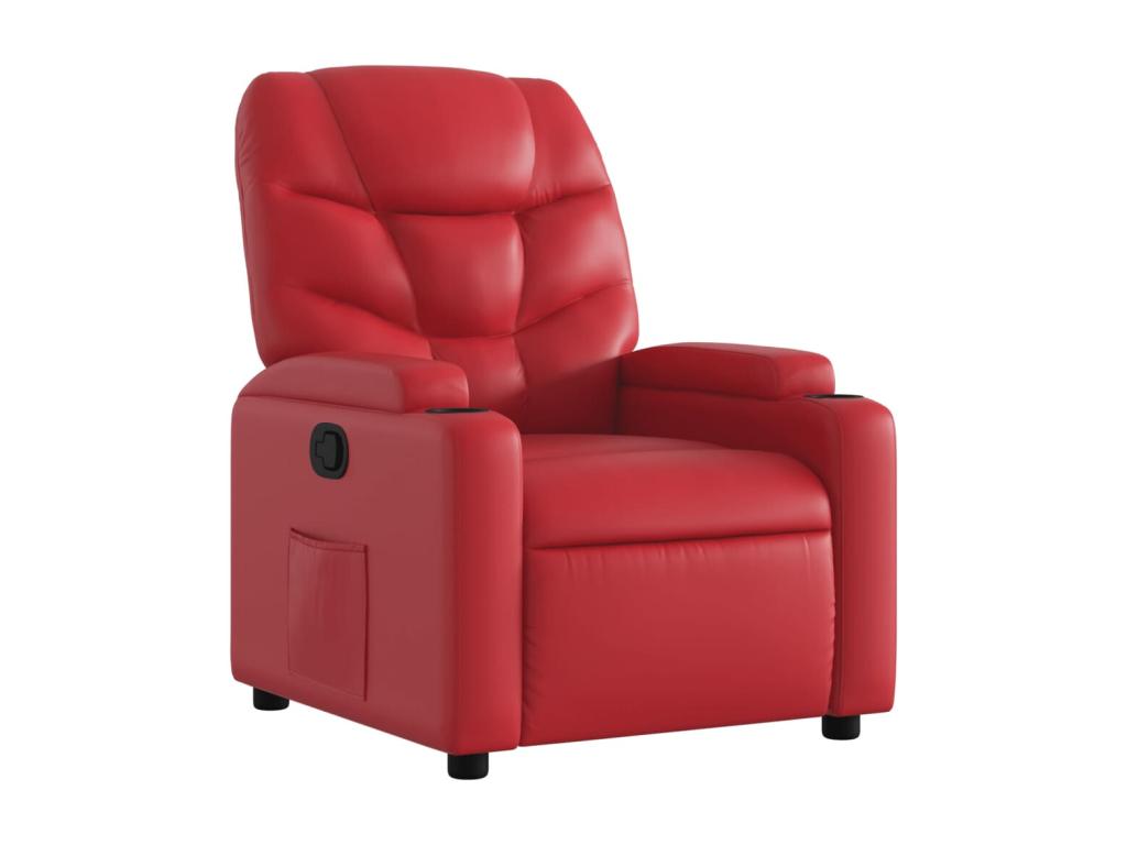 Sillón reclinable de cuero sintético rojo