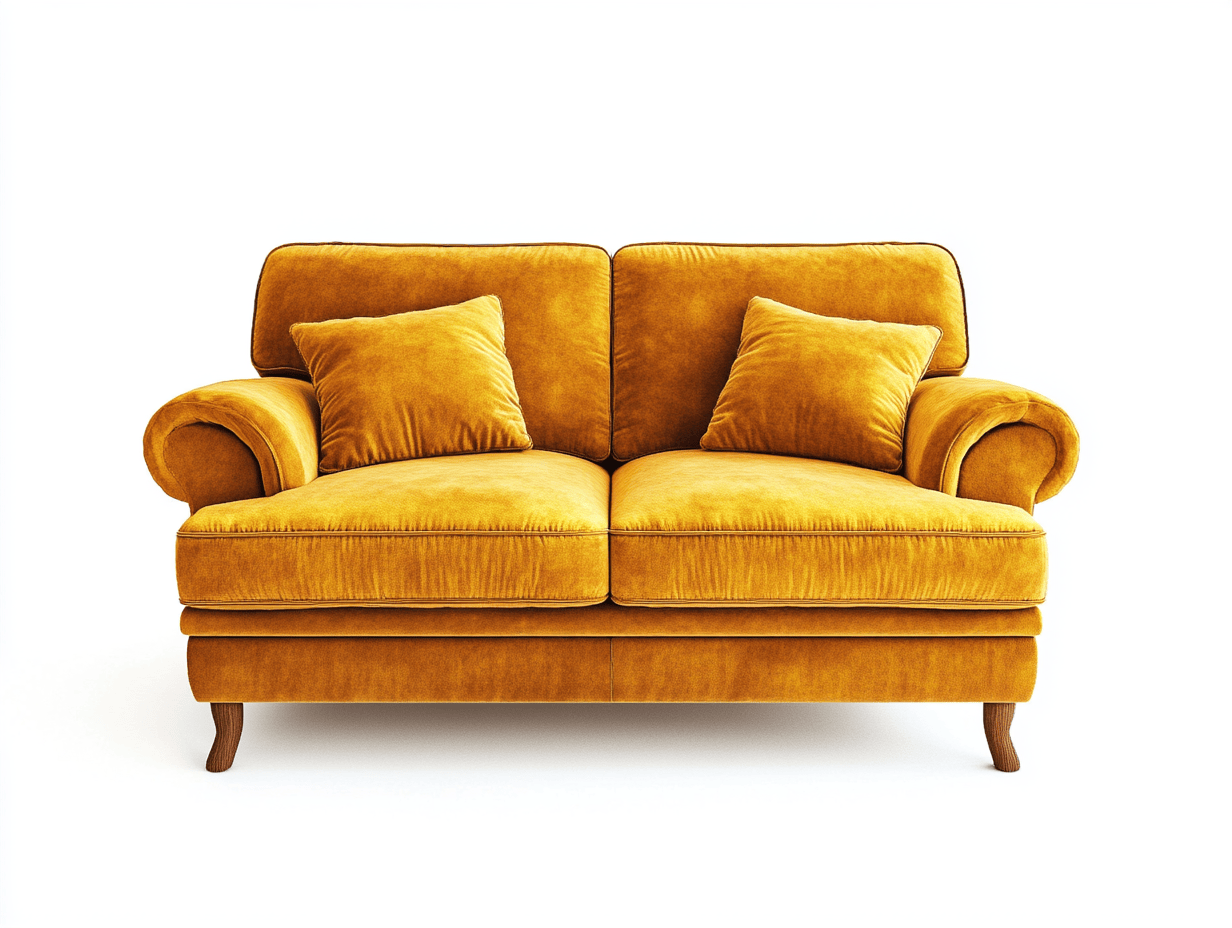 Sofá 2 plazas terciopelo 150 cm amarillo patas madera