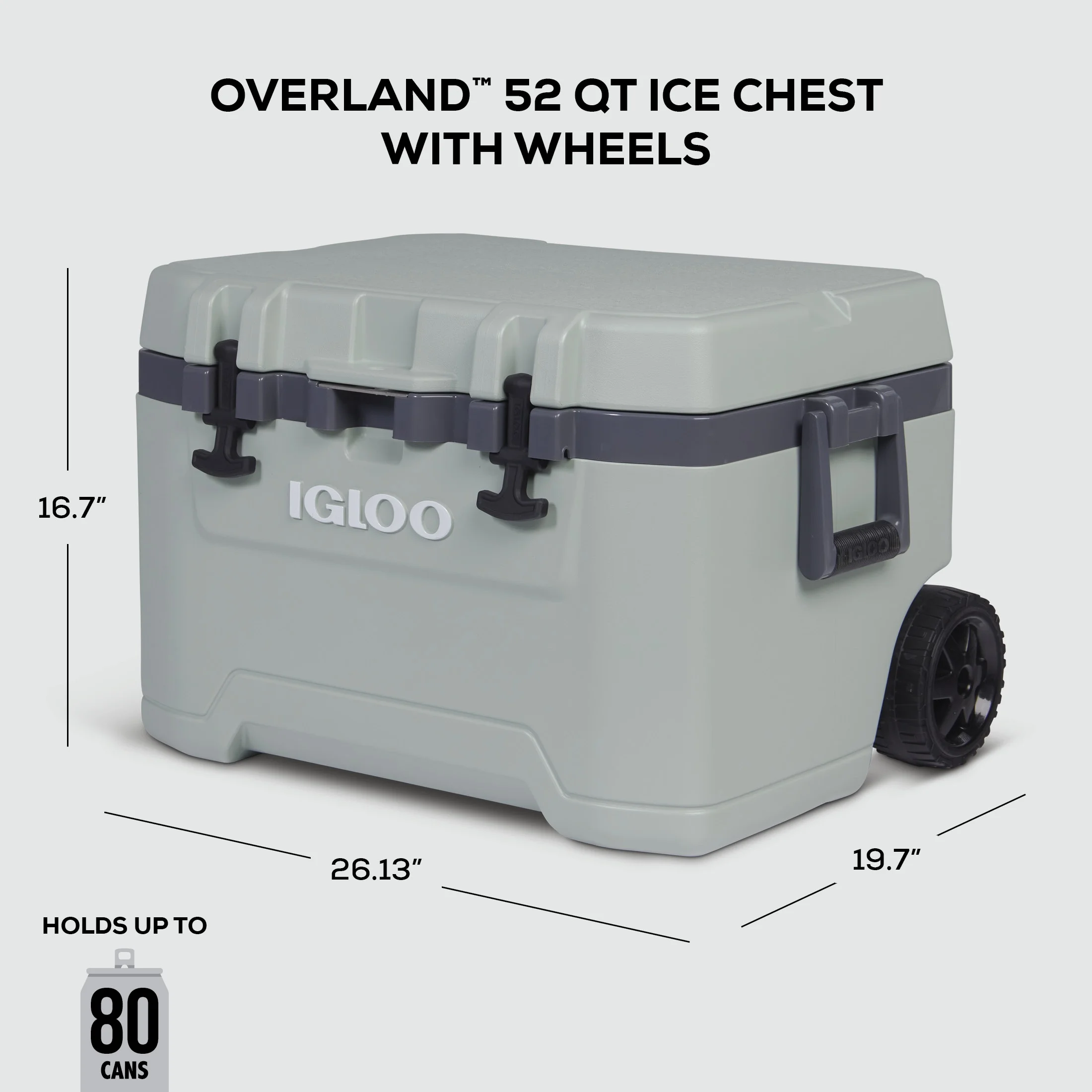 Igloo 52 QT Overland Ice Chest Cooler with Wheels, Gray - Image 4