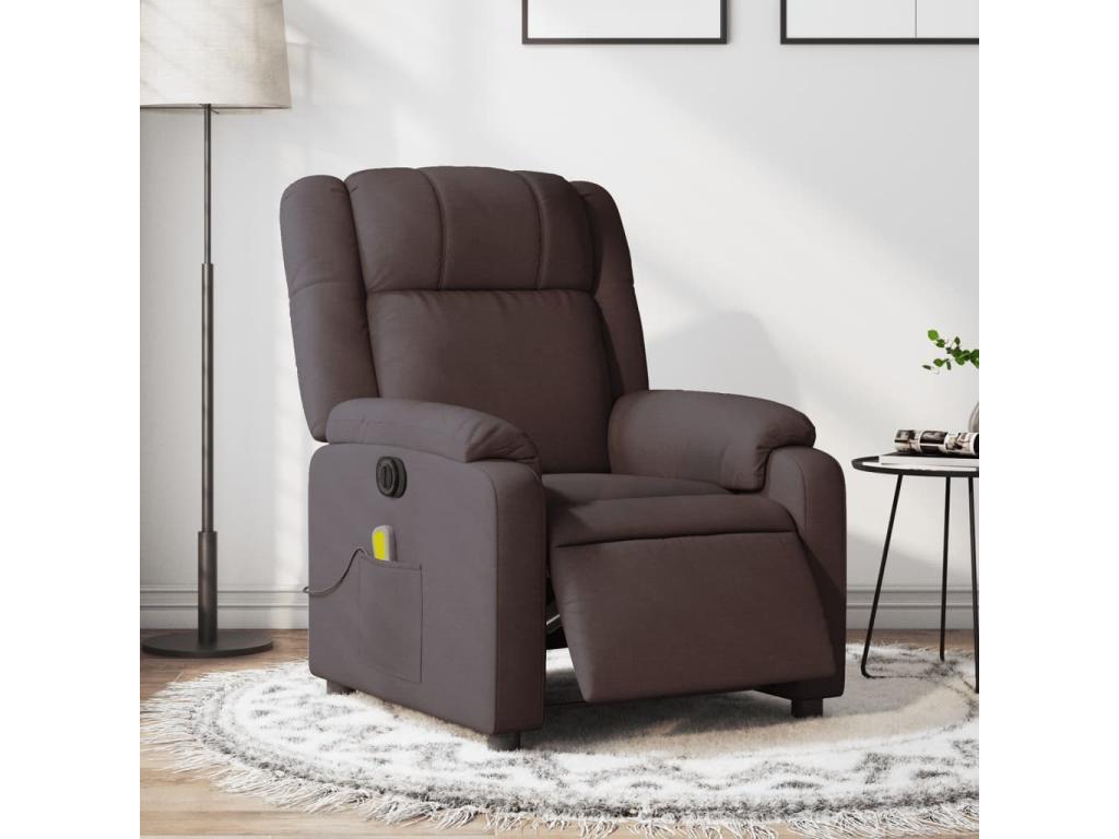 Sillón reclinable de masaje eléctrico tela marrón oscuro