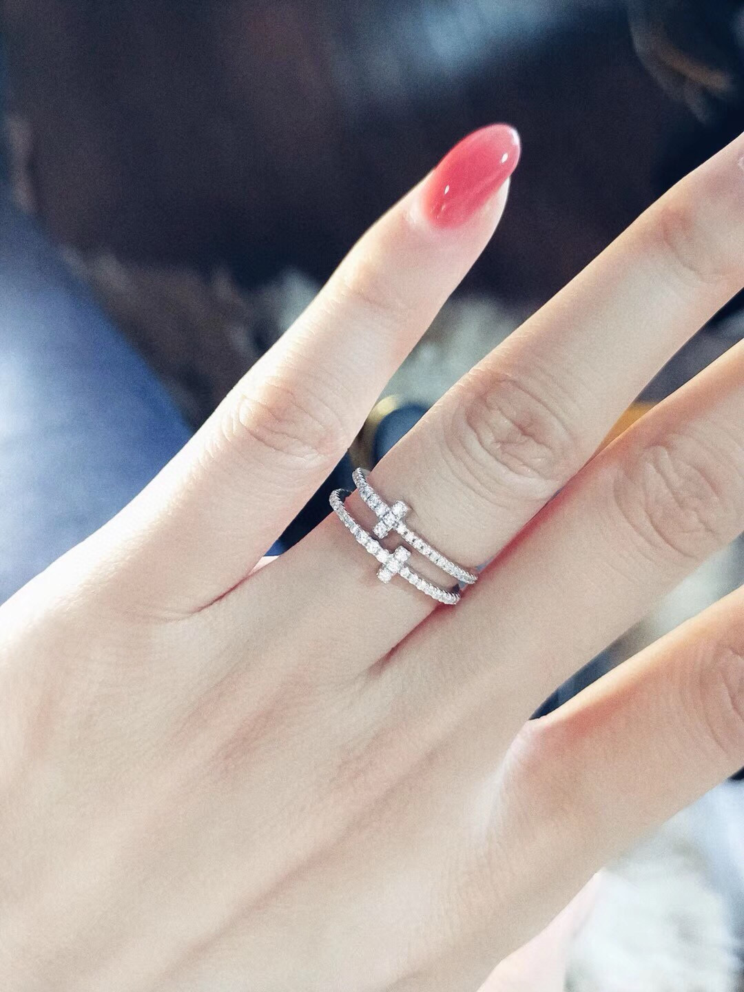 Tiffany Full Diamond Paved T Ring - Original Replica Club