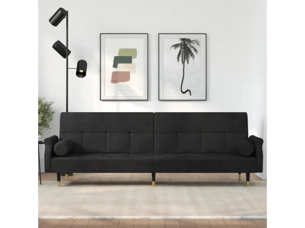 Sofá cama con cojines terciopelo negro 57910YVUT