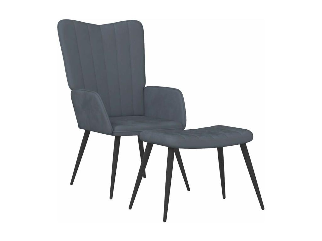 Sillón de relax con taburete Nidolux gris oscuro