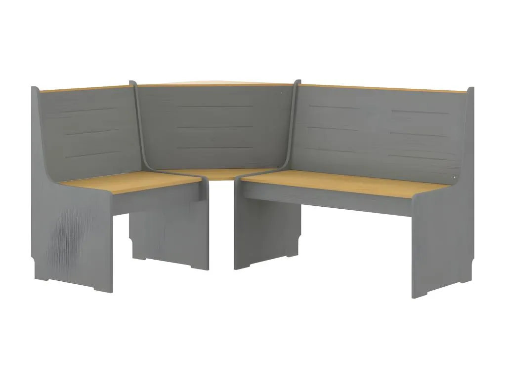 Banco de esquina madera maciza pino marrón gris Nidovia 151 cm xnj1545361