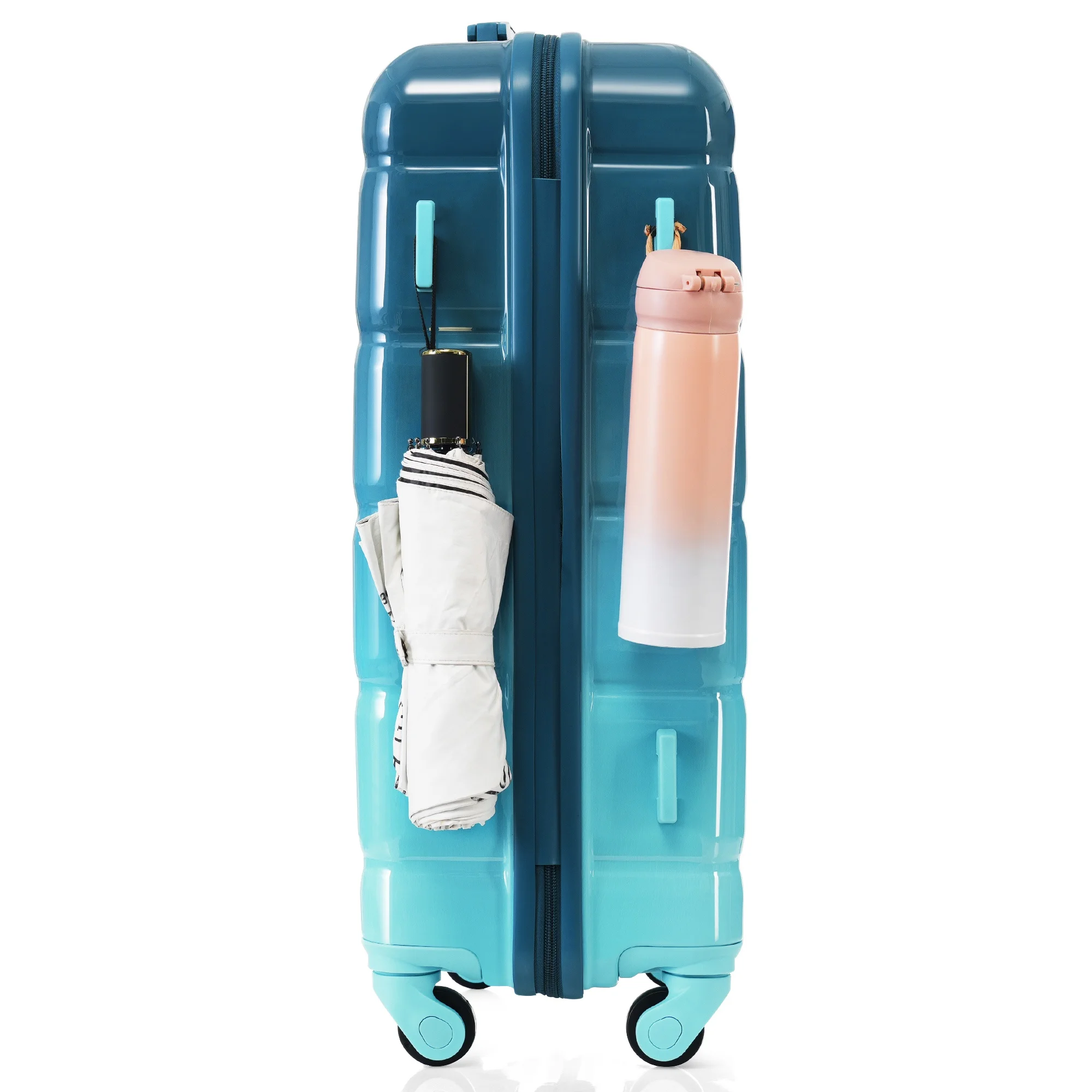 PAPROOS 3-Piece Luggage Set (20''/24''/28''), Hardshell Lightweight Suitcase with USB Port and Side Hooks, Travel Luggage with TSA-Lock, Hardside Rolling Luggage for School, Travel, Pink - Image 25