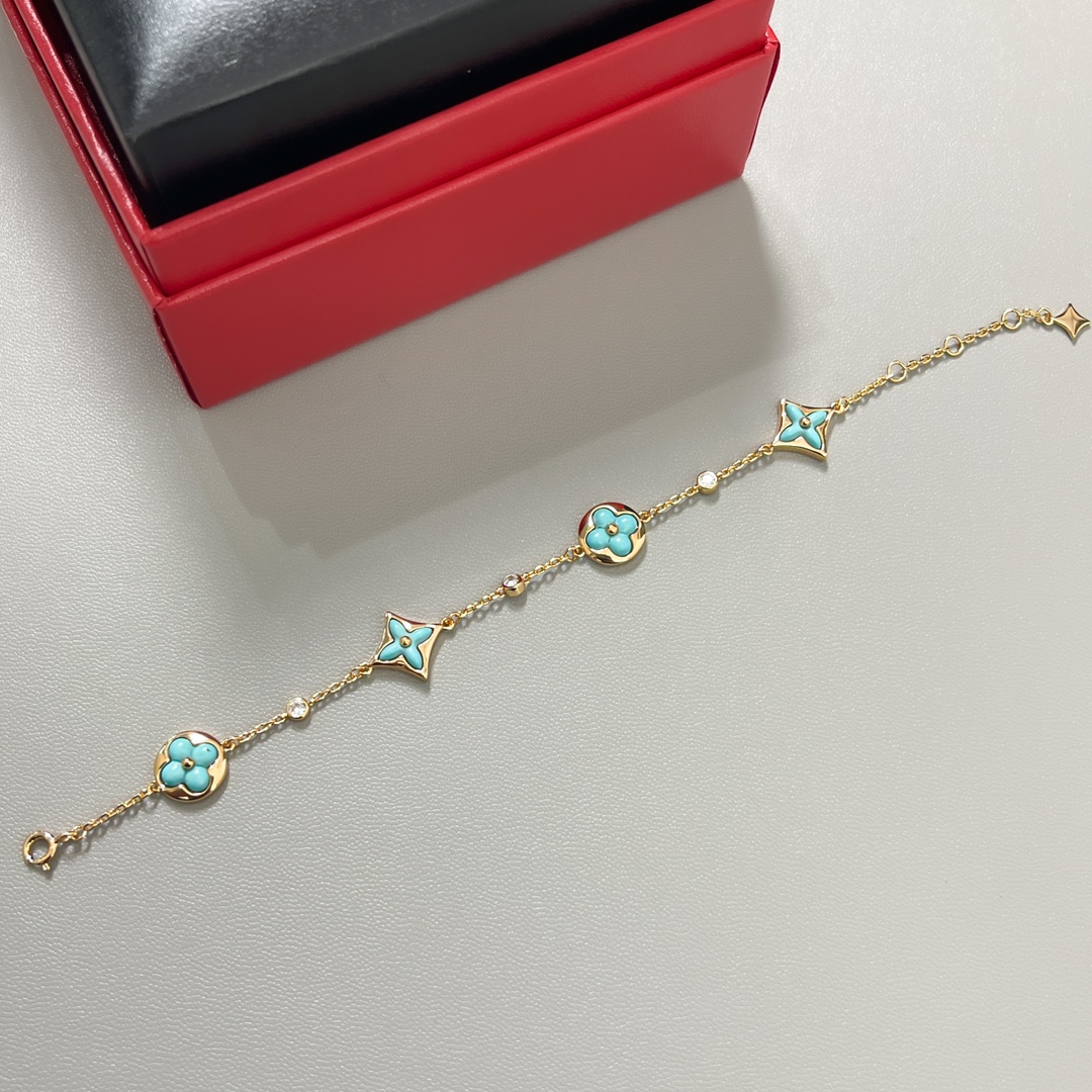 Louis Vuitton 4 Motifs Blue Amazonite Bracelet - Original Replica Club