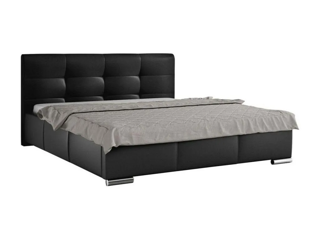 Cama Cosinor 108, doble, negro, 180x200, cuero ecológico, somieres, 198x222x100cm gwu1702607
