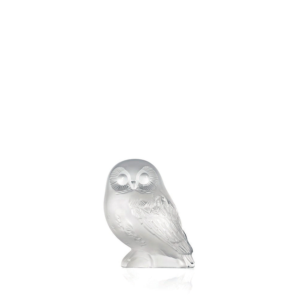 SCULPTURE CHOUETTE FRISSONS - CRISTAL INCOLORE
