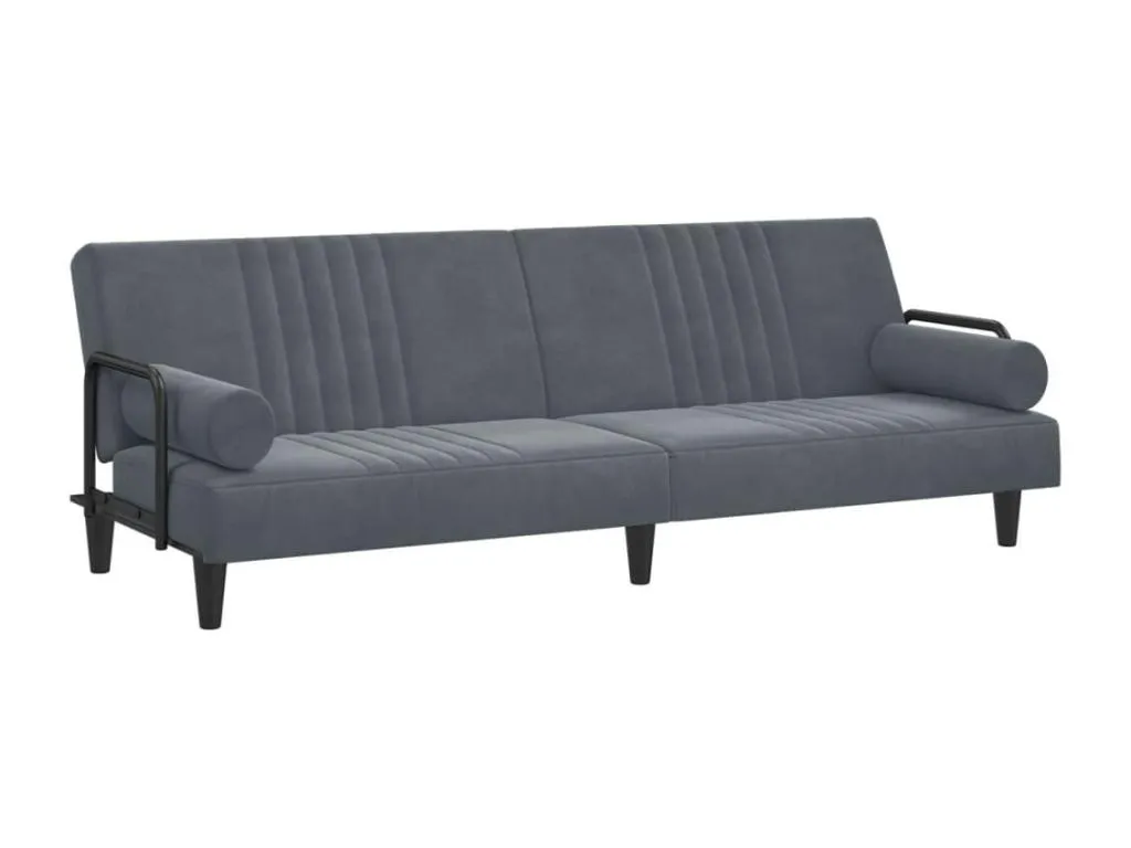 Sofá cama con reposabrazos terciopelo gris oscuro