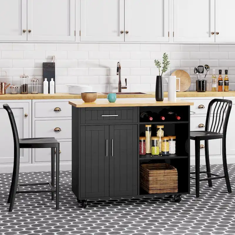 Futzca Kitchen Island Cart with Storage Cabinet and Drawers - Not Applicable