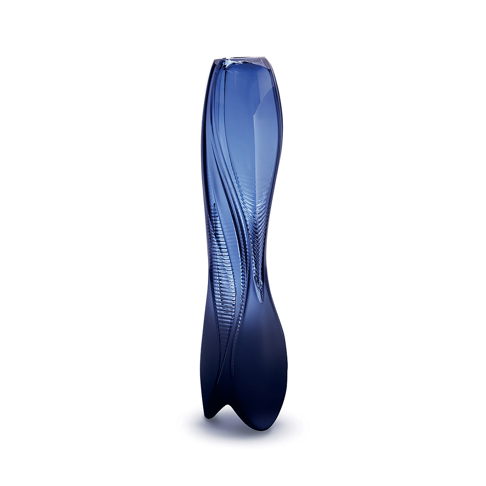 VASE VISIO ZAHA HADID & LALIQUE 2014 - CRISTAL BLEU NUIT