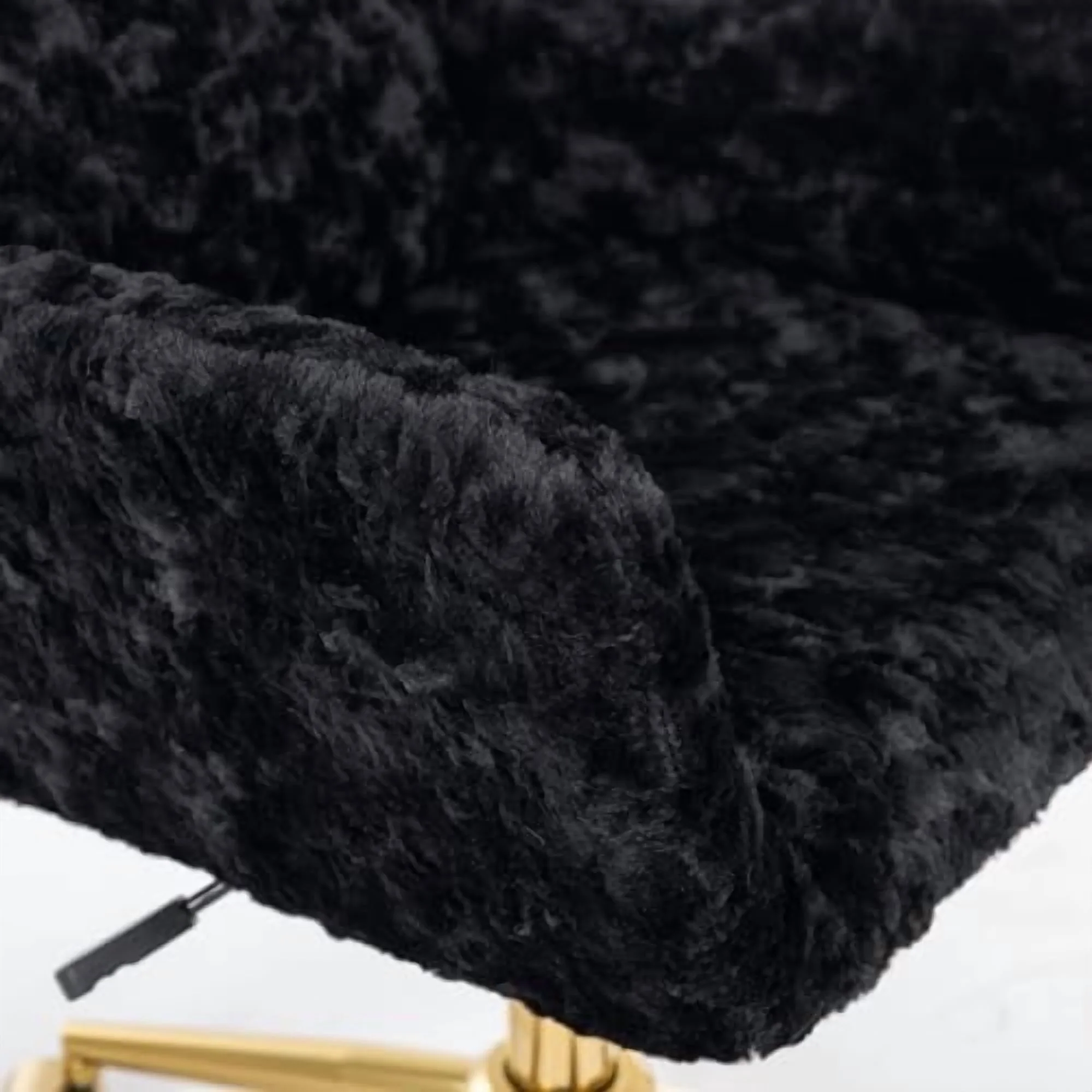 Fluffy Desk Chair,Height Adjustable Vanity Chair with Wheels,Comfortable Faux Fur Desk Chair with goldenn Base, Arm Chair for Bedroom,Living Room,Vanity,Office - Image 12