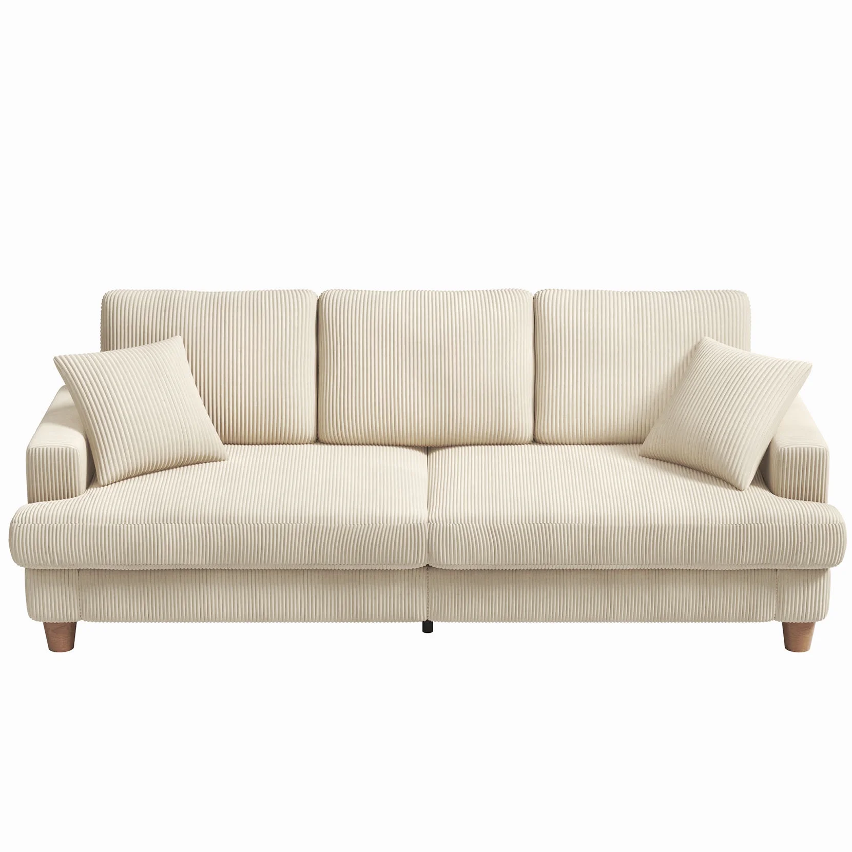 87" Corduroy Sofa,3 Seater Sofa with Extra Deep Seats,Neche Comfy Upholstered Couch for Living Room,2 Pillows,Green - Image 16