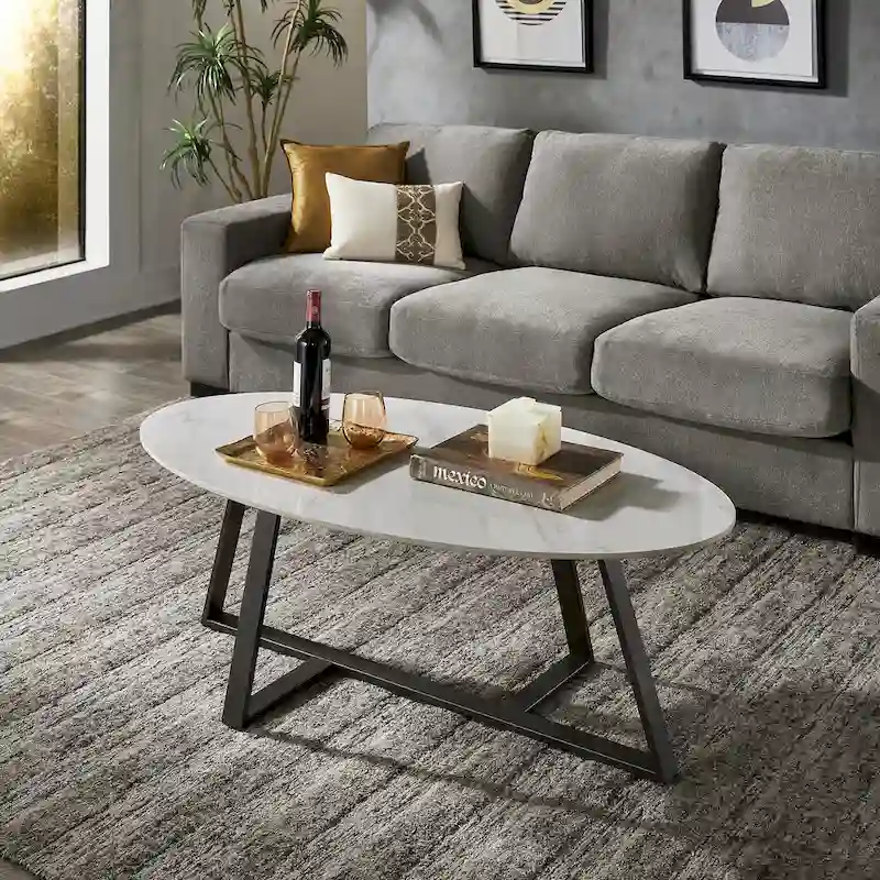 iNSPIRE Q Modern Jurmala Glossy Sintered Stone Tables with Grey Metal Base