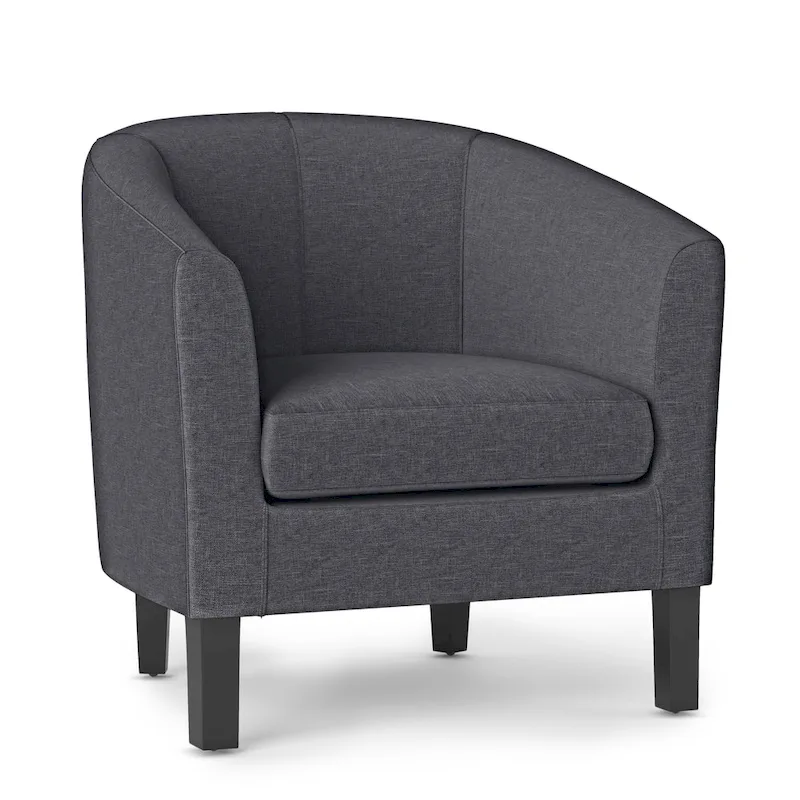 Modern Tub Accent Chair with Upholstered Seat and Wooden Legs