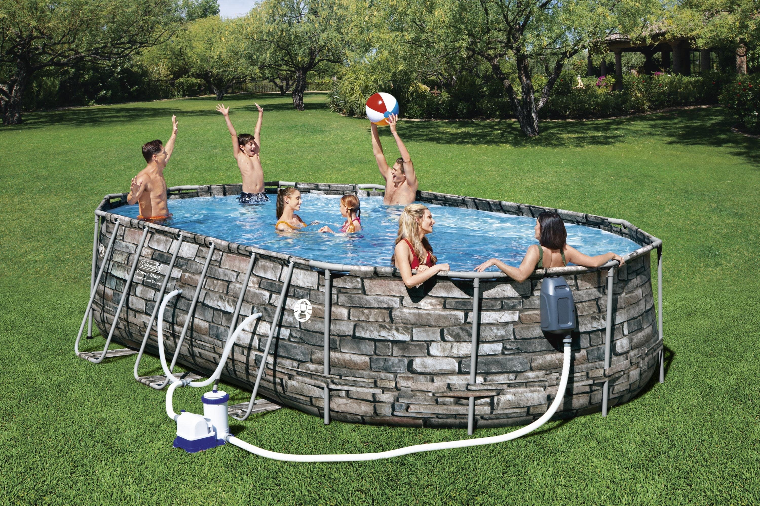 Coleman 20' Power Steel Comfort Jet Oval 48" Deep Metal Frame Above Ground Pool - Image 2