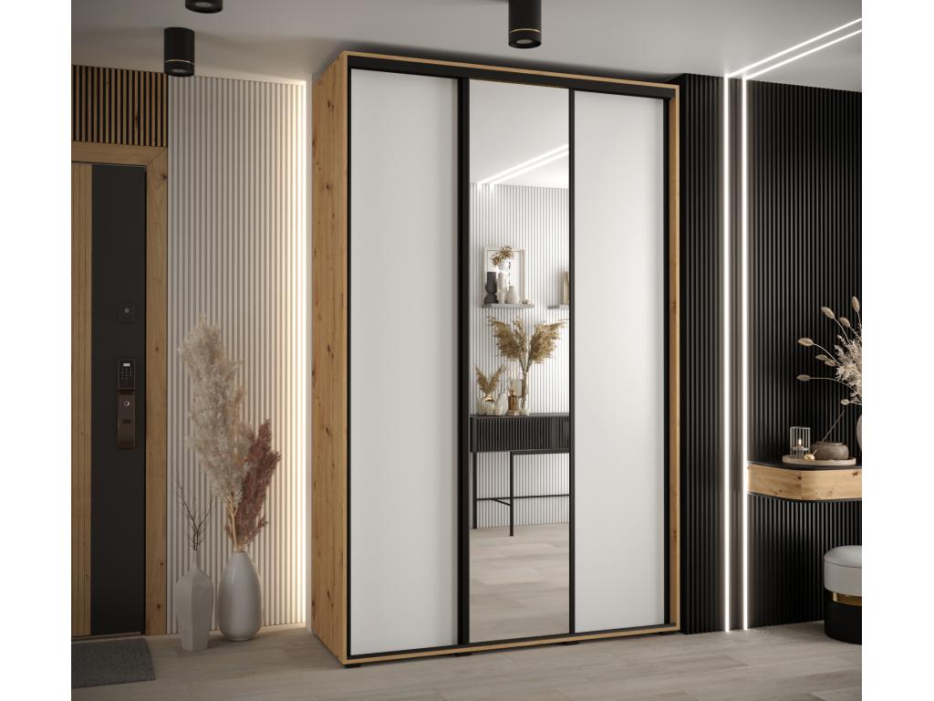 ARMARIO DAVOS 3 DE PUERTAS CORREDERAS 235,2/160/60 3 puertas (Artisan/Blanco/Negro)