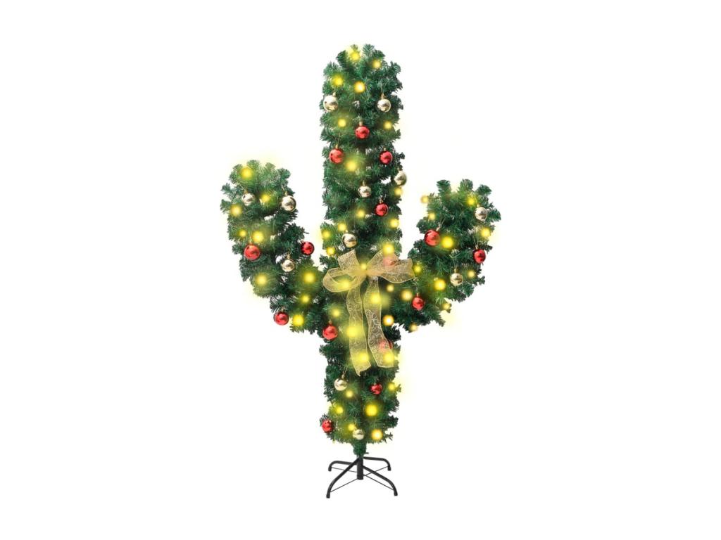 Cactus de Navidad con soporte y LED Verde 180 cm PVC