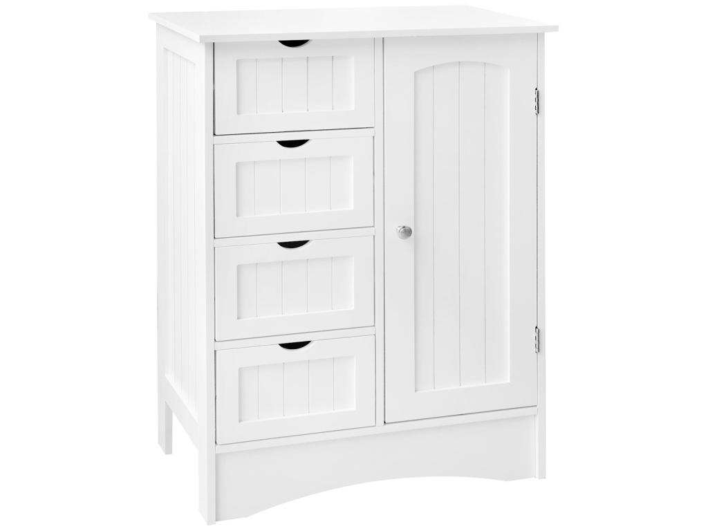 Mueble de baño cómoda con 4 cajones y puerta blanco robusto Mubdelu