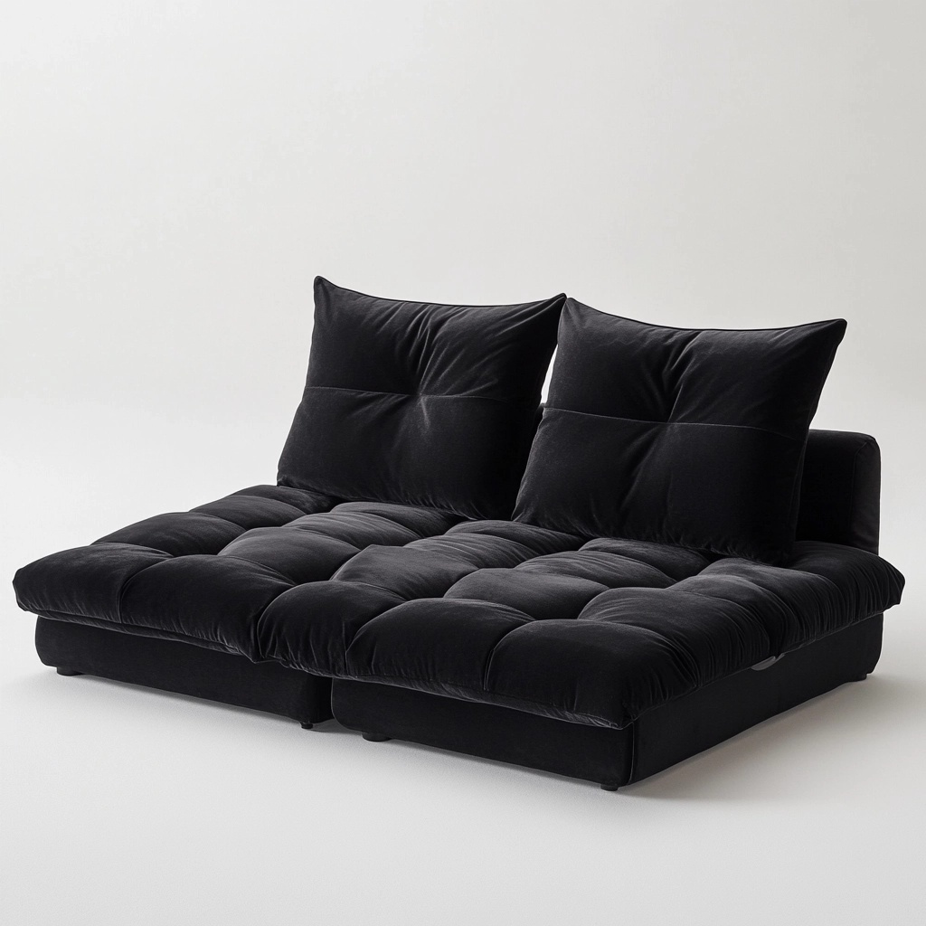 Sofá cama ajustable para sala de estar terciopelo negro 2 plazas cómodo