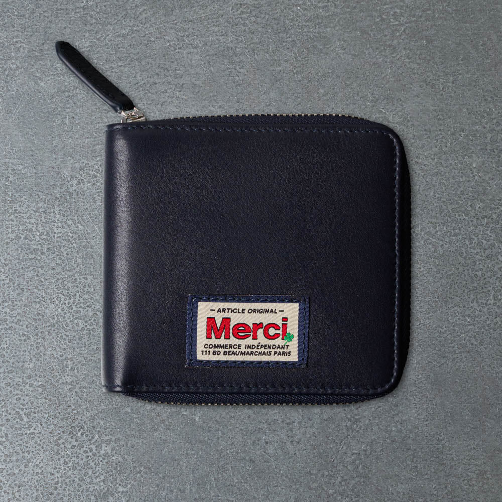 Merci - Porte Feuille Zip - Marine