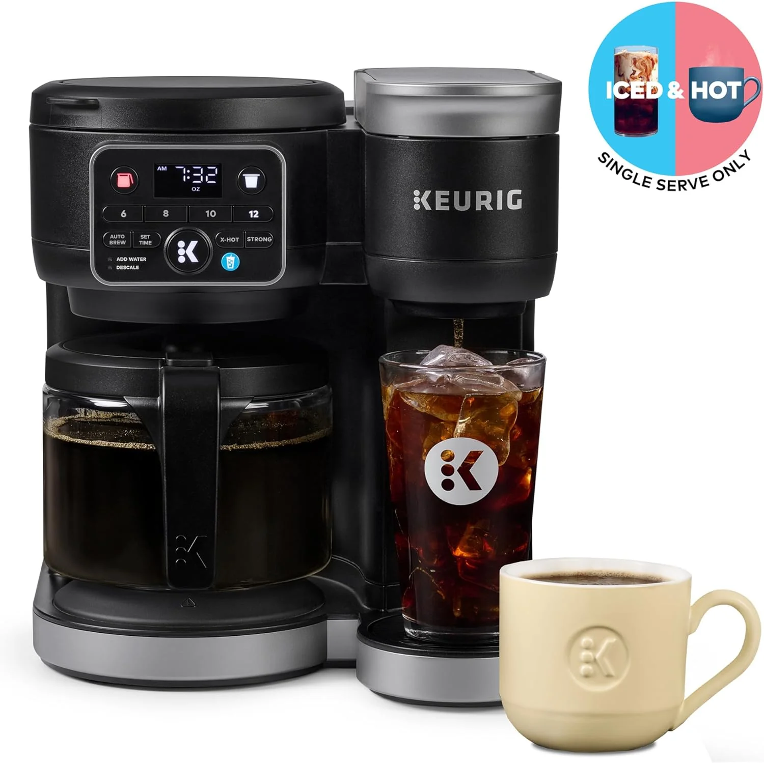 Keurig K-Duo Hot & Iced Single Serve & Carafe Coffee Maker MultiStream Technology 72oz Reservoir