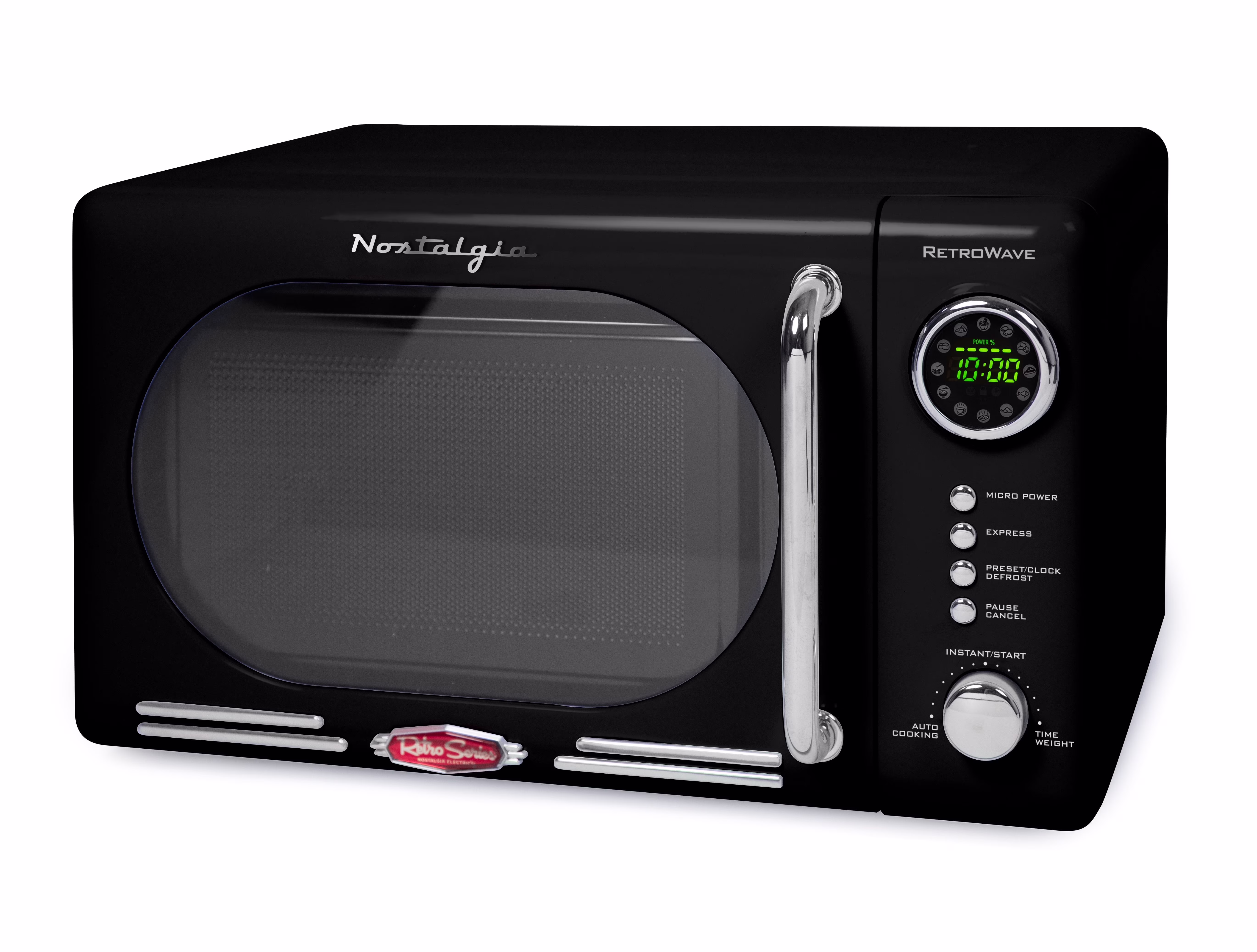 Nostalgia Retro Compact Countertop Microwave Oven - 0.7 Cu. Ft. - 700-Watts with LED Digital Display - Child Lock - Easy Clean Interior - Orange