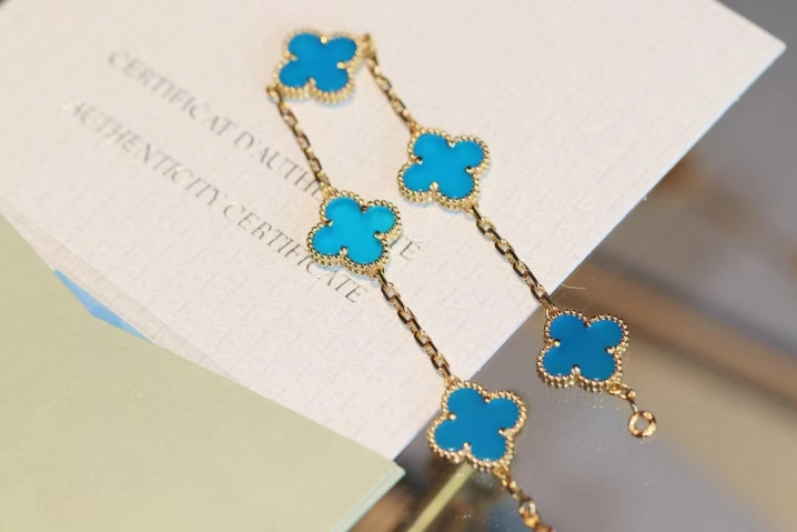 VCA Blue Vintage Alhambra Five Clover Bracelet - Original Replica Club
