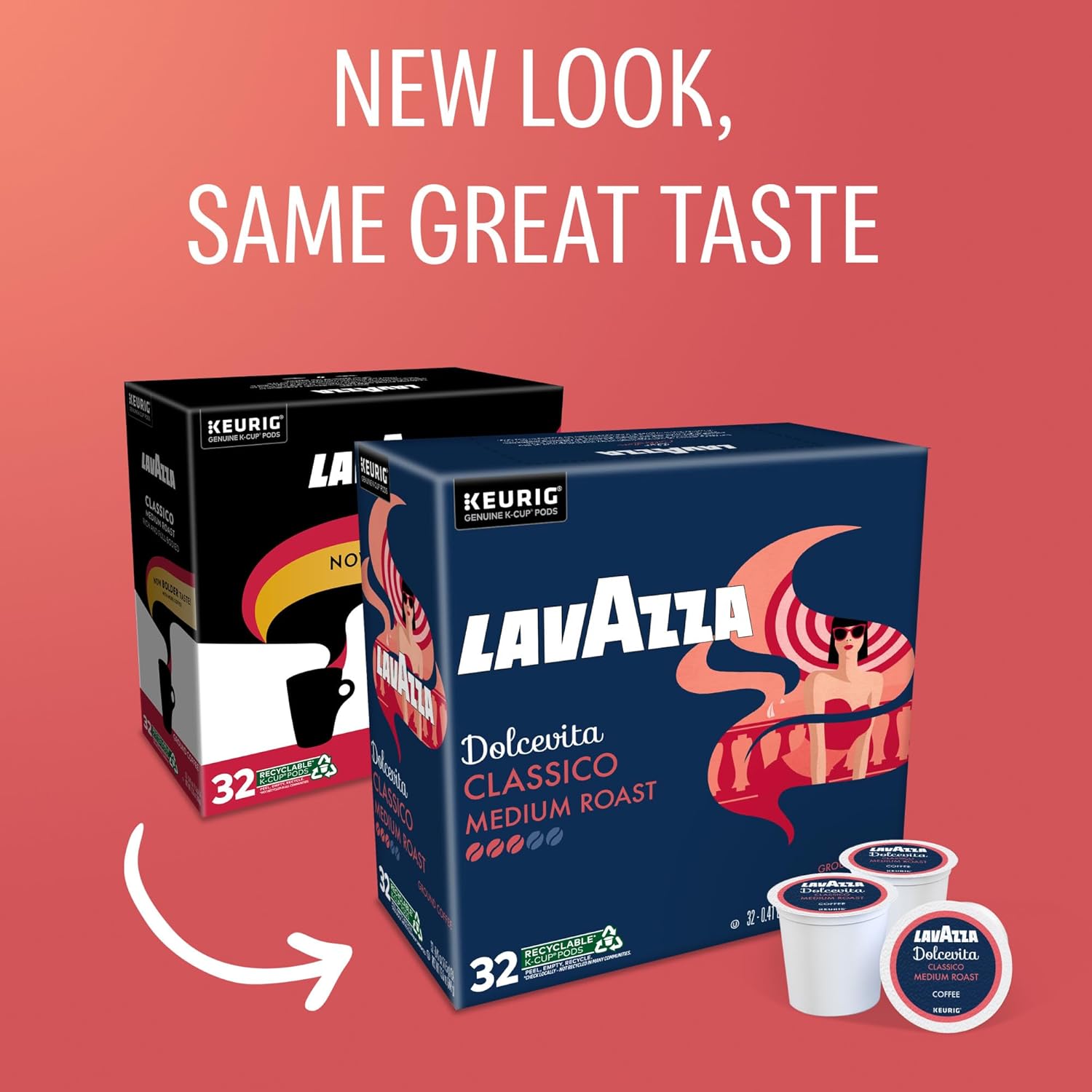 Lavazza Dolcevita Classico. Single-Serve Keurig K-Cup Pods. Medium Roast Coffee. 32-Count Box