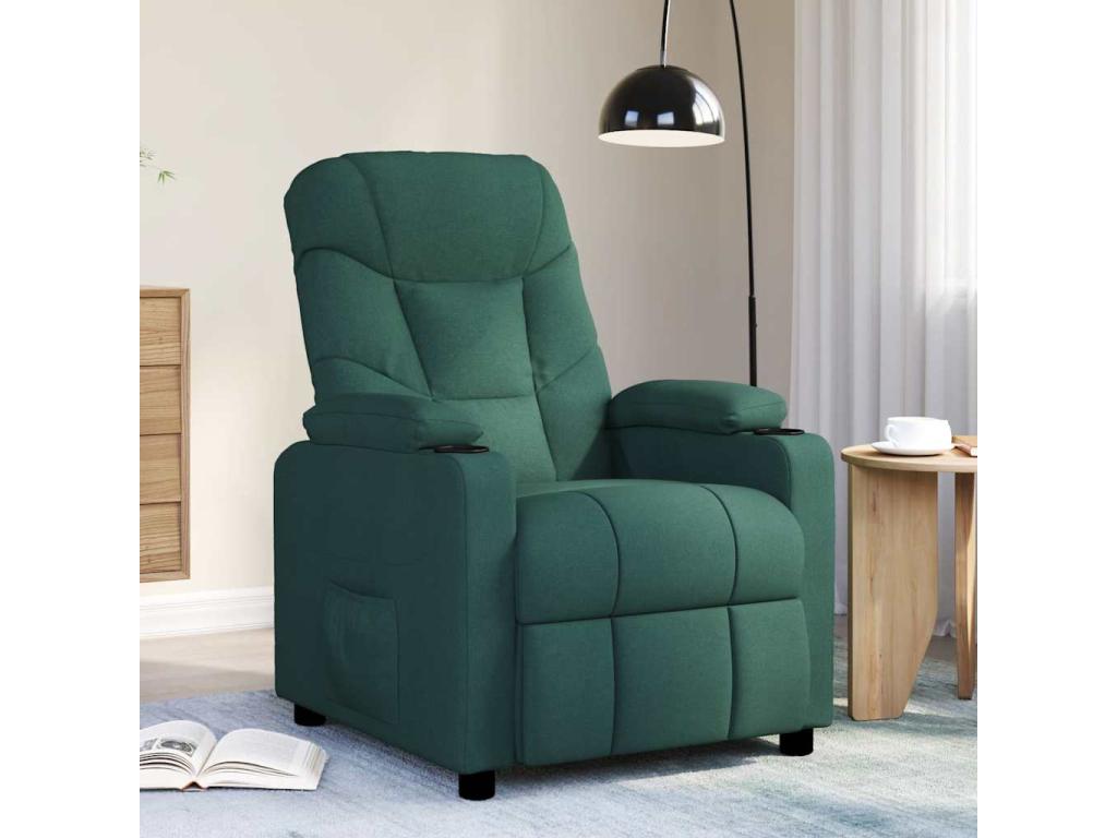 Sillón de masaje de tela verde oscuro