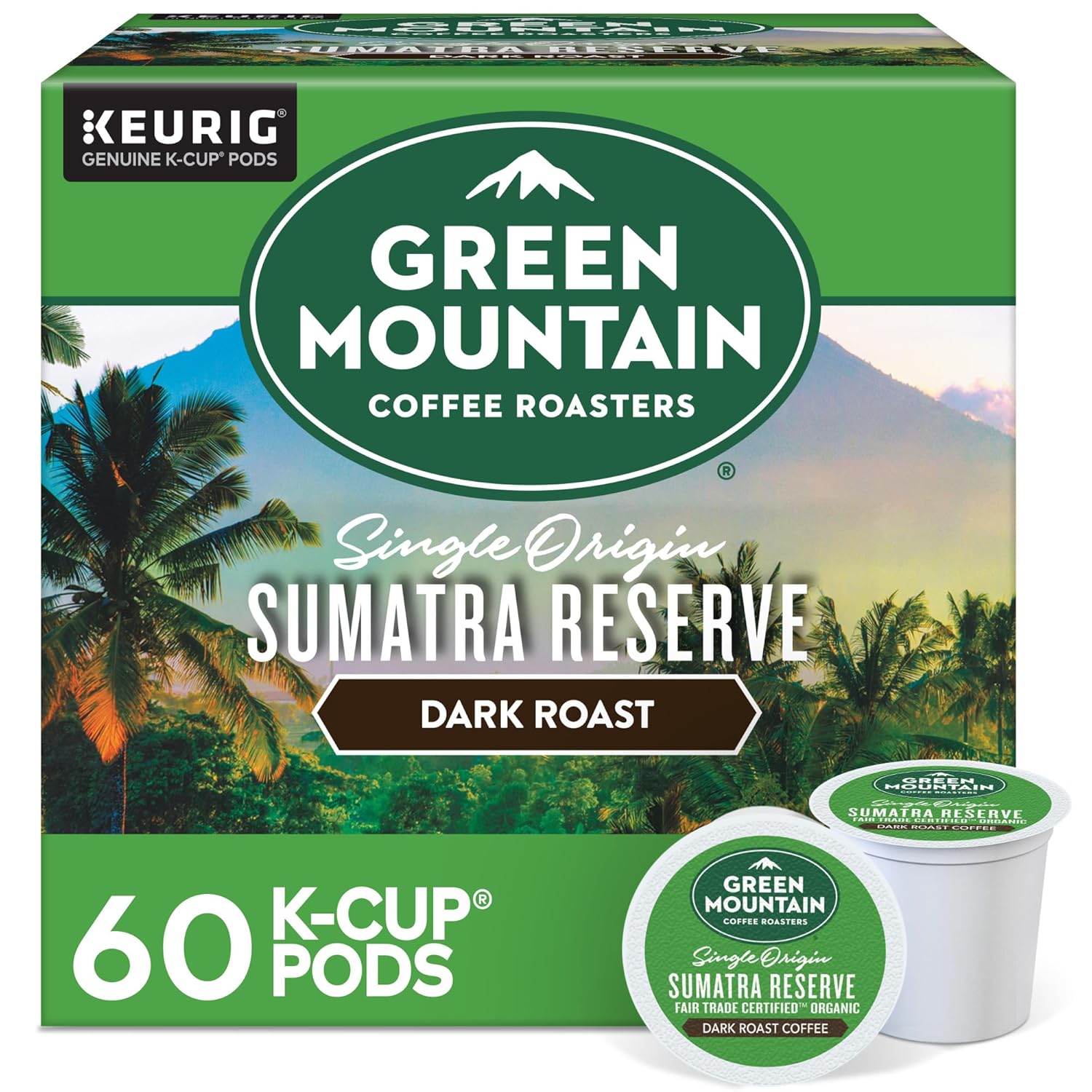 Green Mountain Coffee Roasters Sumatra Reserve. Keurig Single Serve K-Cup Pods. Dark Roast Coffee. 60 Count. (6 Packs of 10)