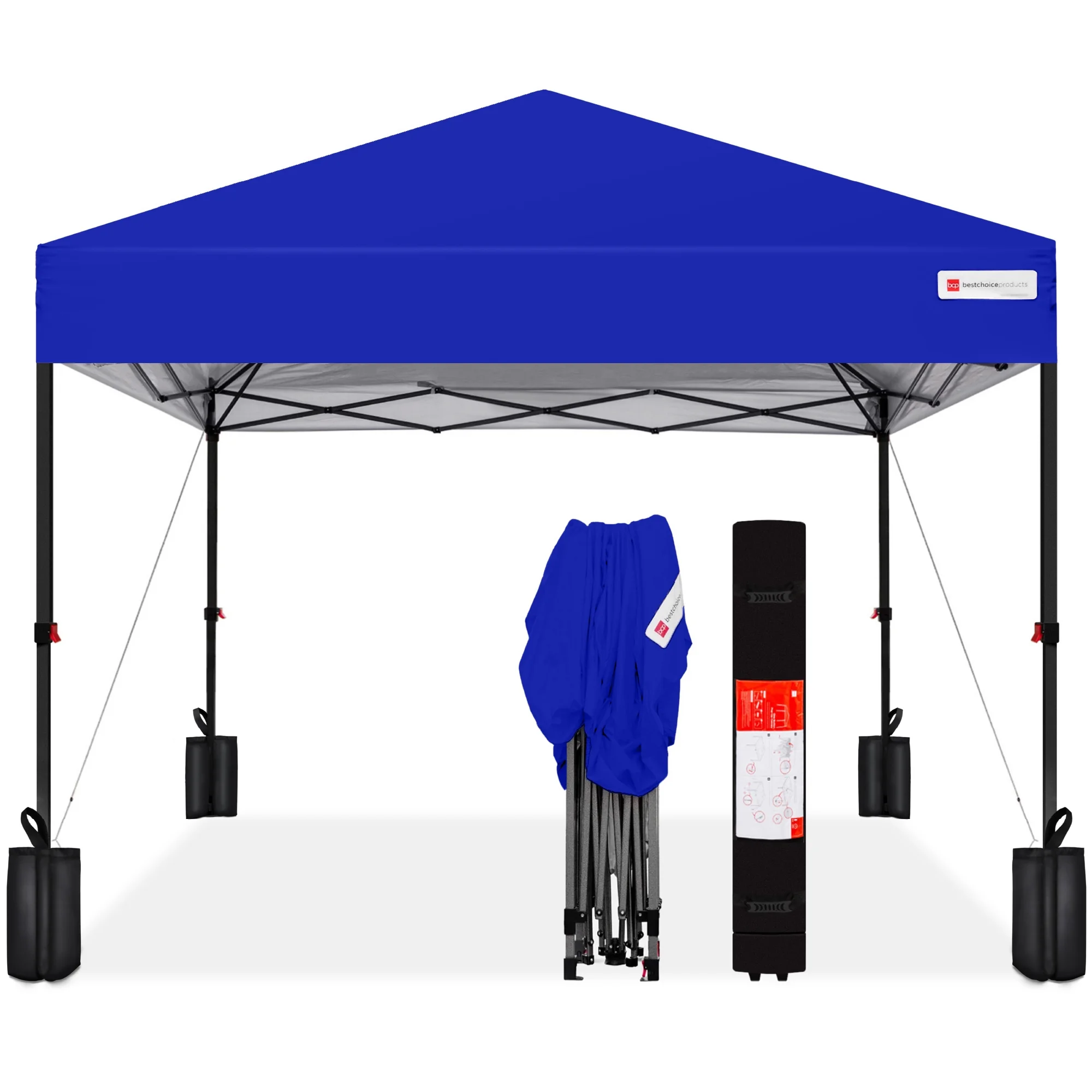 Best Choice Products 12x12ft Easy Setup Pop Up Canopy w/ 1-Button Setup, Wheeled Case, 4 Weight Bags - Navy Blue - Image 46