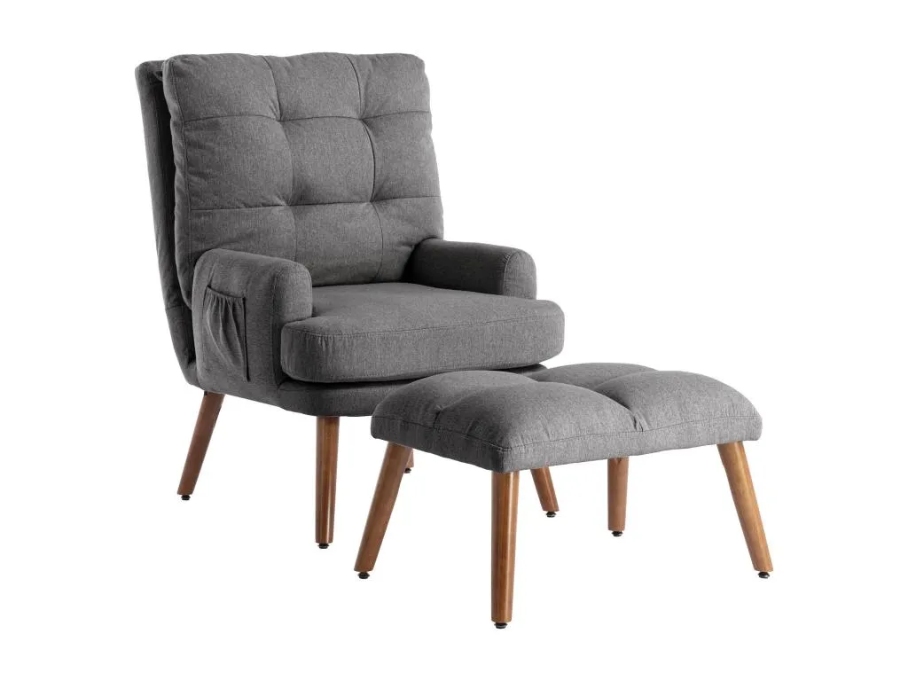 Sillón vonvertible con reposapiés y respaldo regulable - Gris