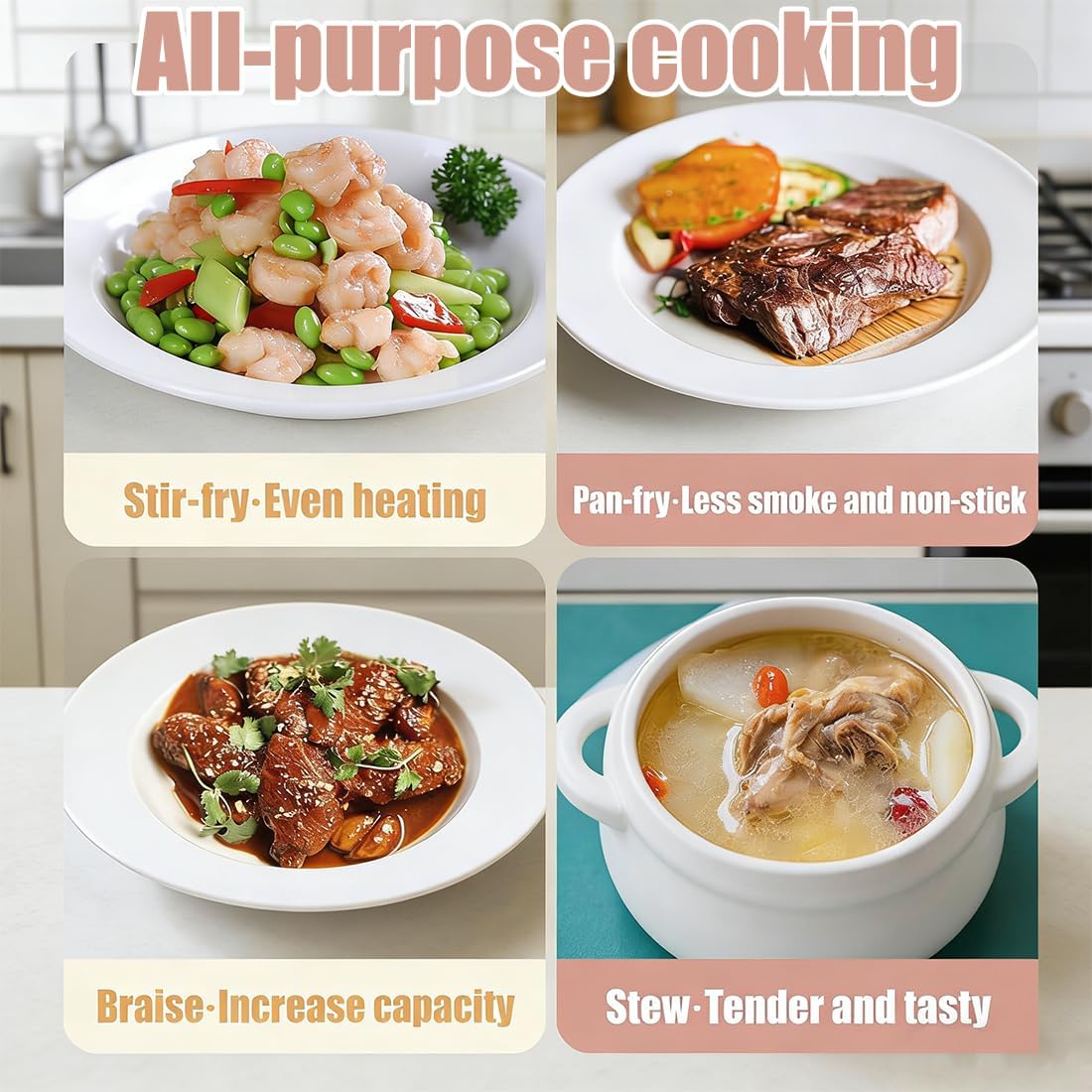 Uncoated Thick Iron Pot, Even Heating Non-Stick Japanese Wok Pan with Lid, Hand-Forged Japanese Cast Iron Wok with Spatula, Cast Iron Pot for Induction, Gas & Electric Cooktops (24cm-Wooden)