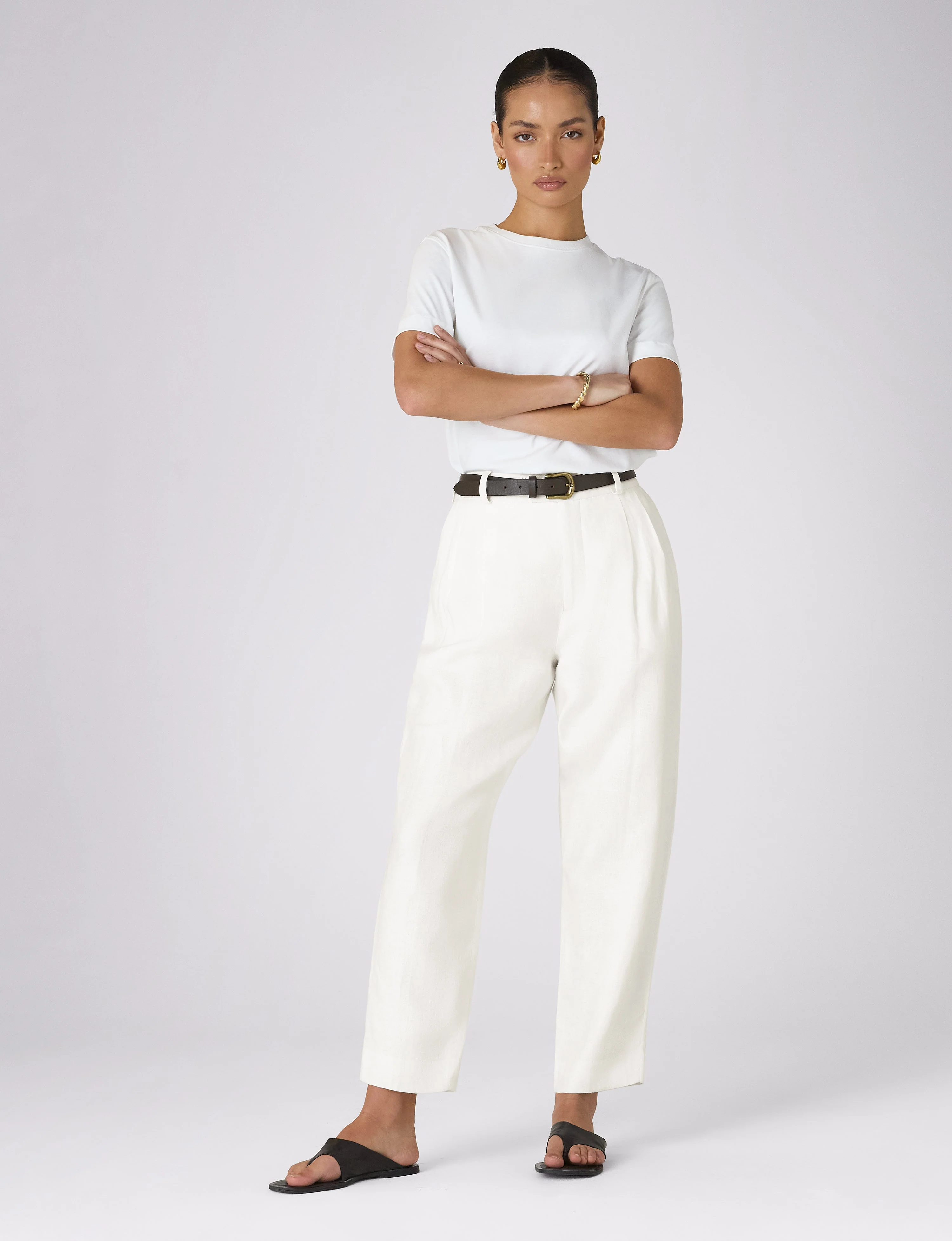 Christy Tapered Trouser: Linen, Ivory