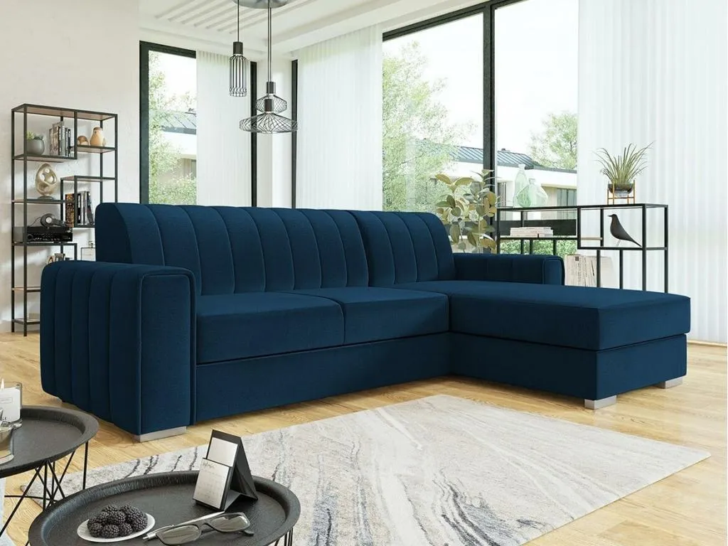 Sofá rinconero Hogarsens 166 Azul Función de descanso Caja de ropa de cama 260x183cm