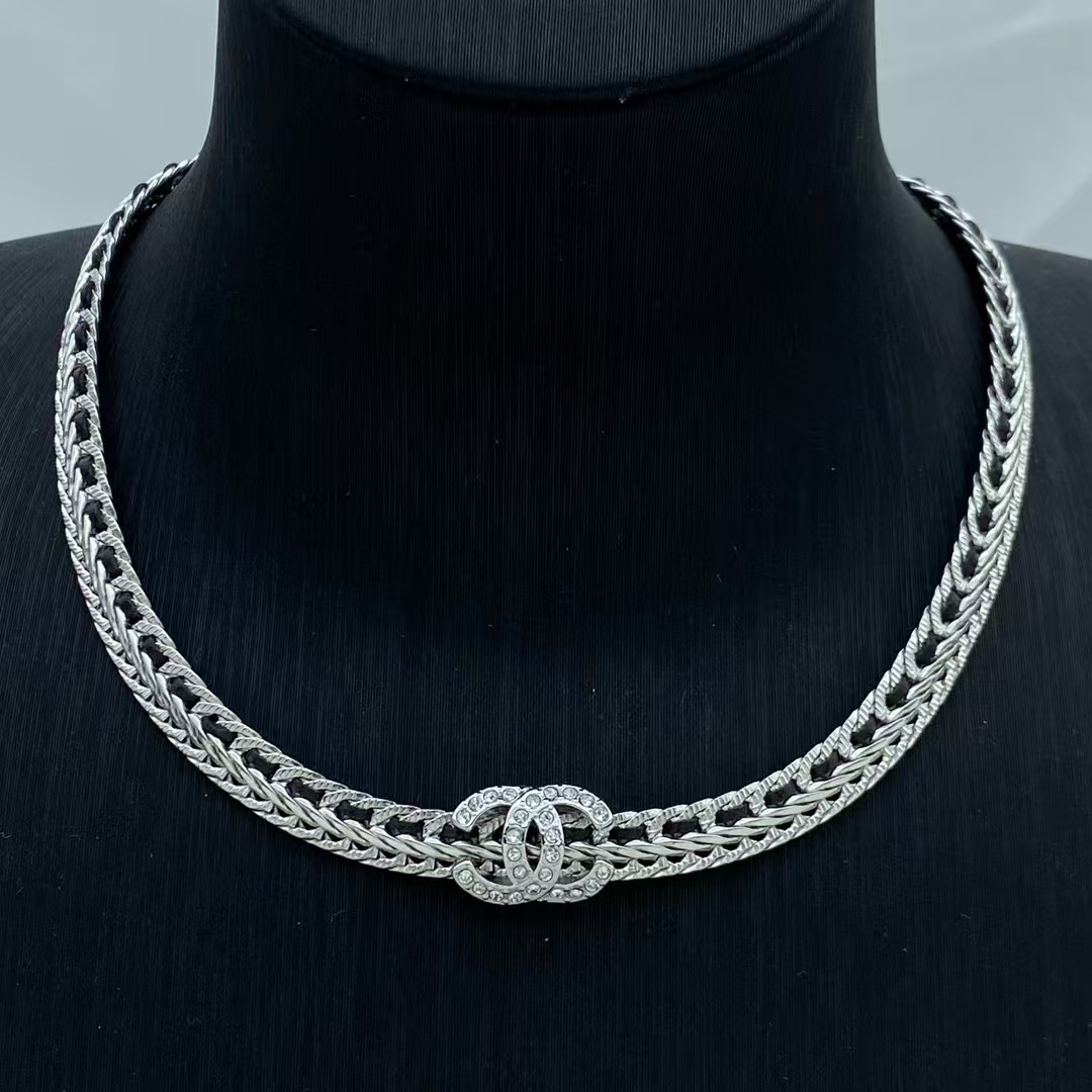 Chanel Silver Wide Chain Choker Necklace - Original Replica Club