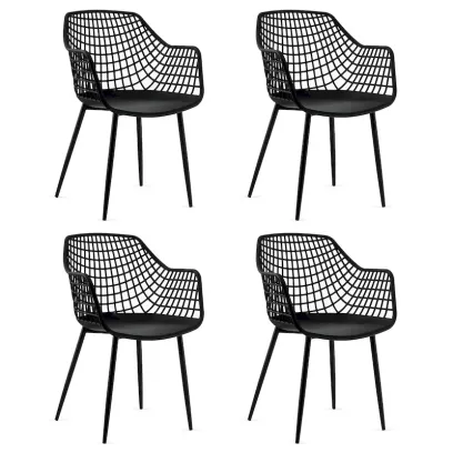 Set of 4 Modern Plastic Shell Dining Chairs with Metal Legs by Costway