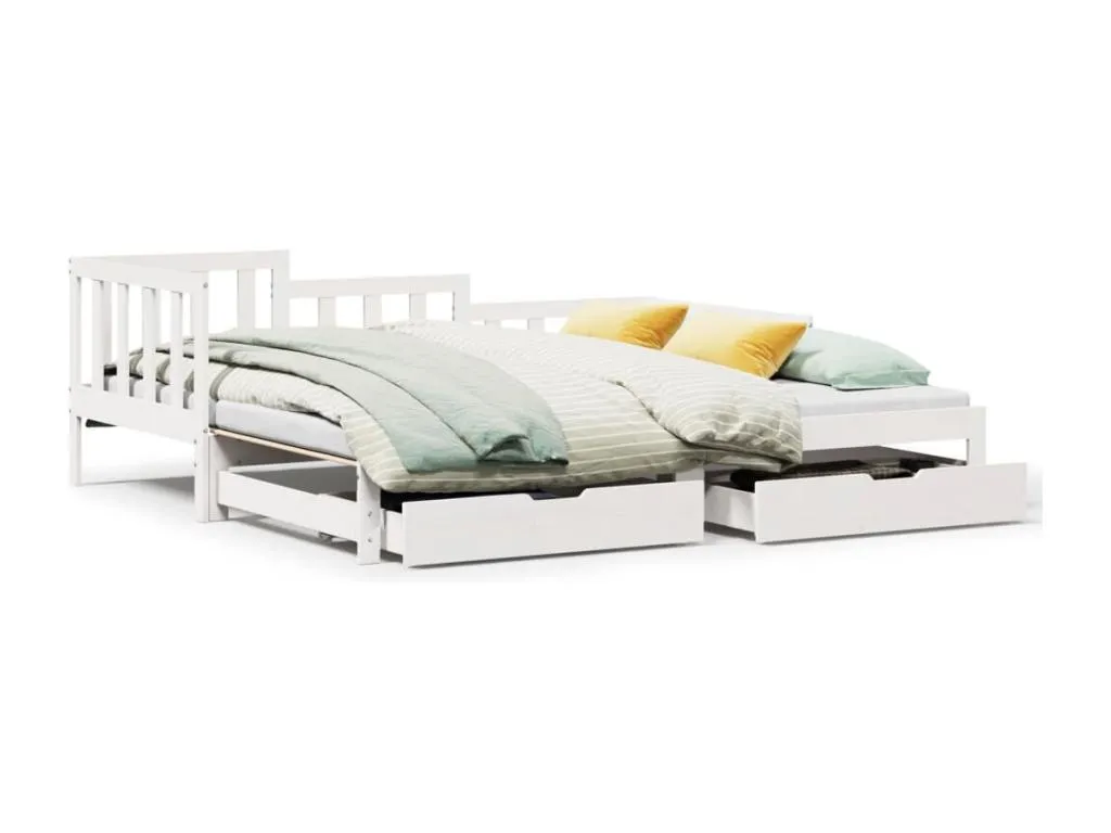 Sofá cama Lluesmahome con cajones sin colchón blanco 90x190 cm JYRM75489