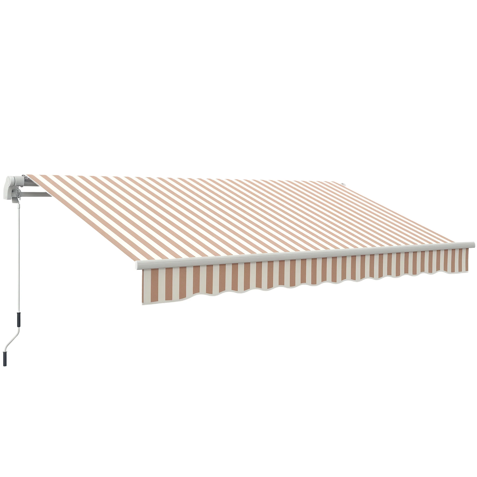 Outsunny 12' x 10' Manual Retractable Awning Outdoor Sunshade Shelter for Patio, Balcony, Yard, with Adjustable & Versatile Design, Beige and White - Image 2