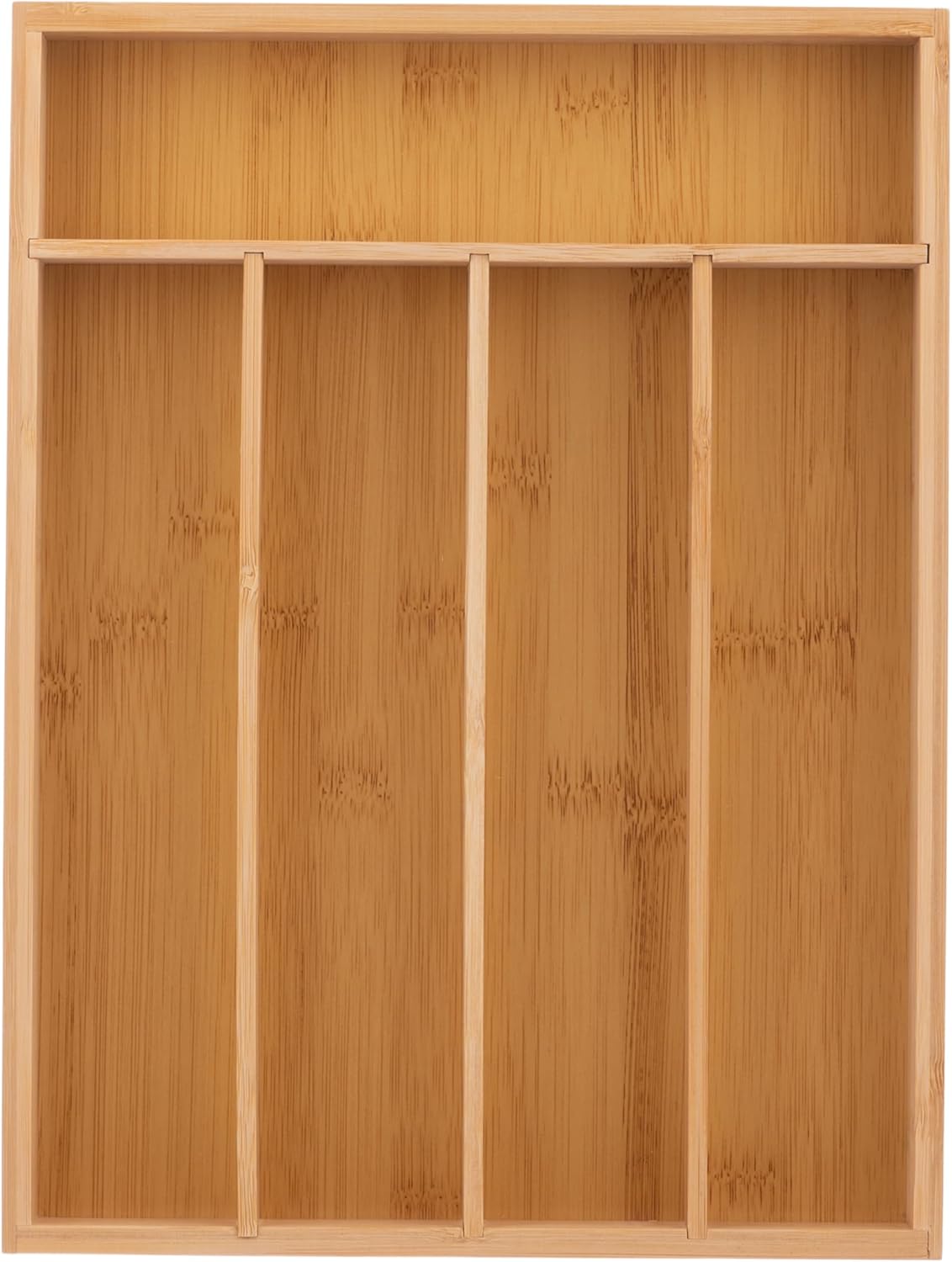 Wooden Silverware Organizer for Drawer, Bamboo Utensil Drawer Organizers, Kitchen Utensil Organizer Tray with 3 Storage Compartments, Flatware Organizers for Cutlery Flatware 