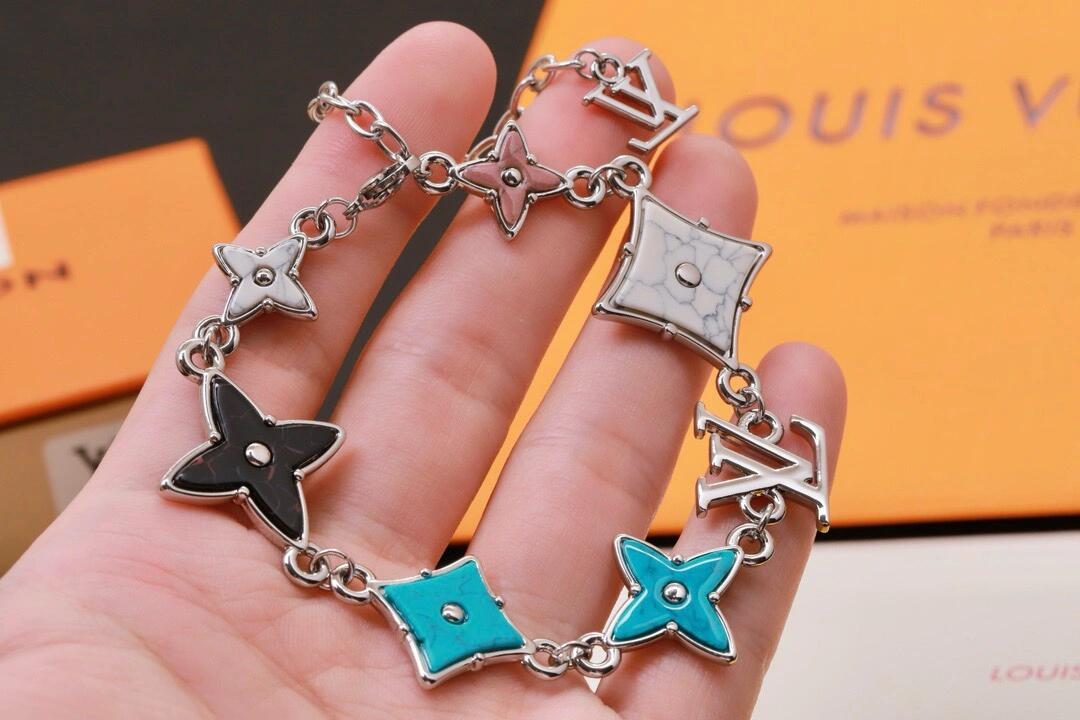 Louis Vuitton Cuban Chain LV Monogram Men Bracelet Necklace - Original Replica Club