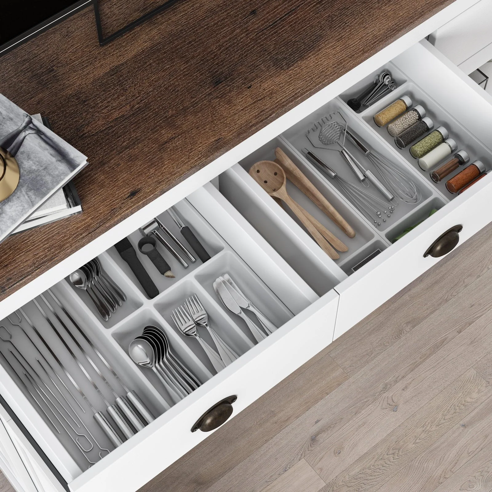 Homfa Sideboard Storage Cabinet with 3 Drawers & 3 Doors, 53.54'' Wide Buffet Cabinet for Dining Room, White - Image 7